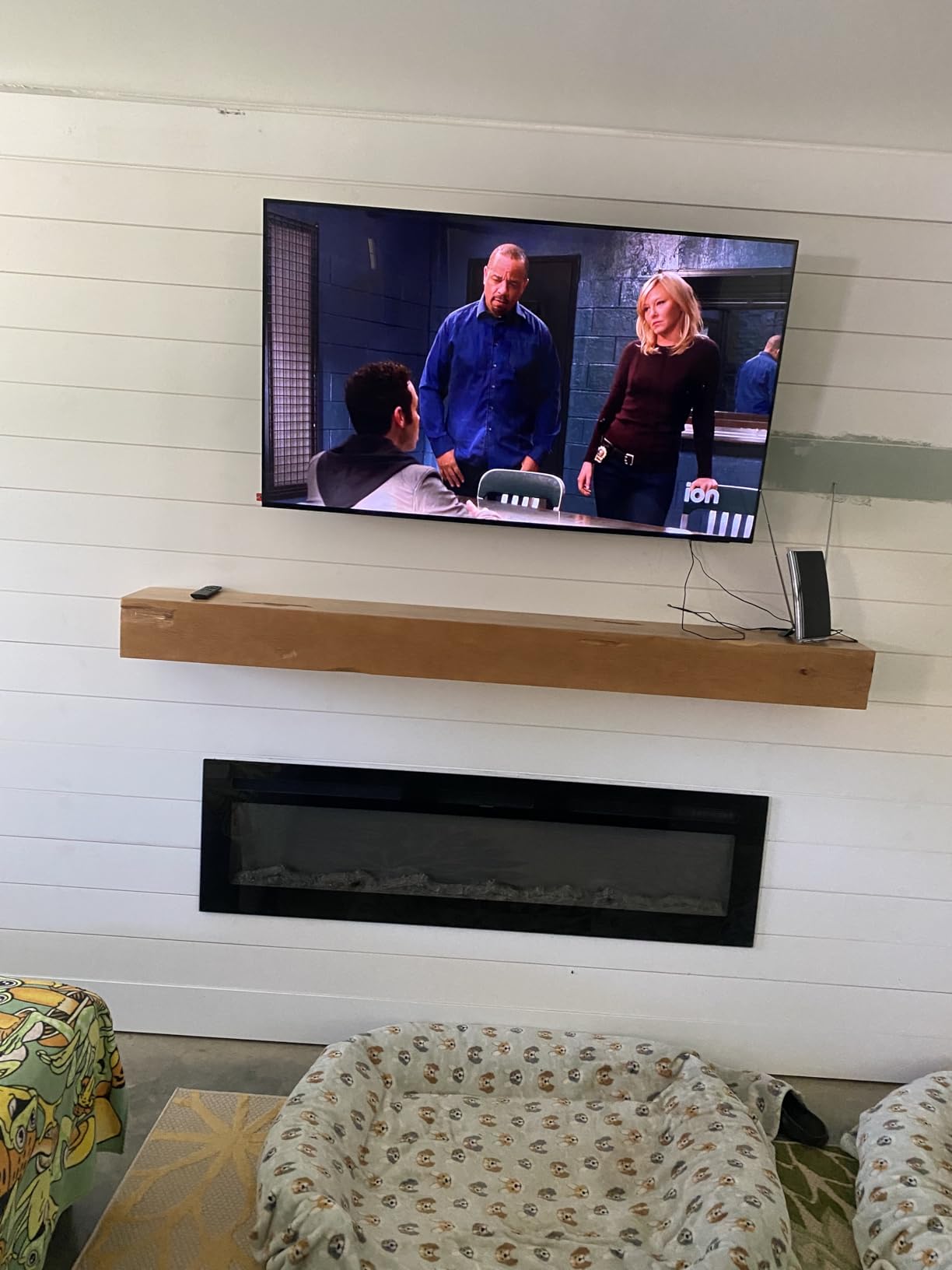 Urbandi Fireplace Mantel, Distressed, Rustic, Floating Shelf, Modern, Real Wood. (72Lx6Hx8D, Dark Brown) customer photo 1