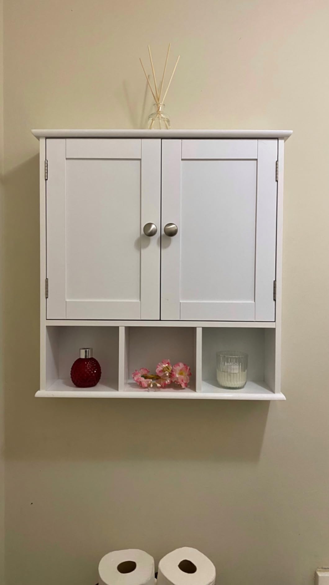 TaoHFE White Bathroom Wall Cabinet with 2 Door Adjustable Shelves customer photo 1