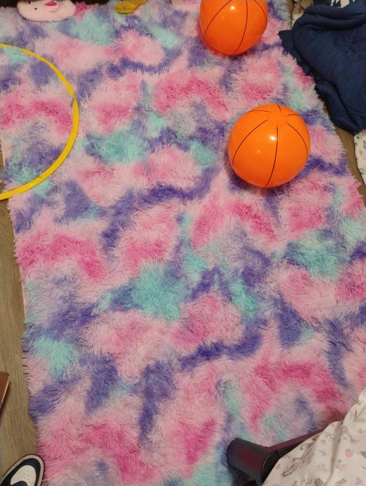 AROGAN Soft Rainbow Area Rug, Fluffy Hot Pink Girls Rug, 3x5 Feet customer photo 2