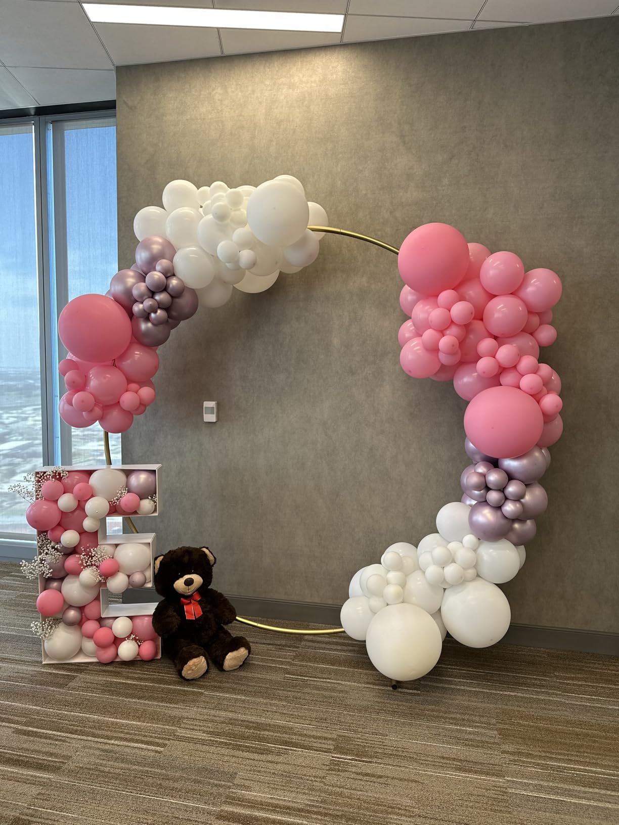 Round Golden Metal Balloon Arch Kit (6.7FT), Wedding Circle Backdrop Stand Frame for Birthday Party, Bridal Shower, Graduation, Photo Background Decoration. customer photo 1