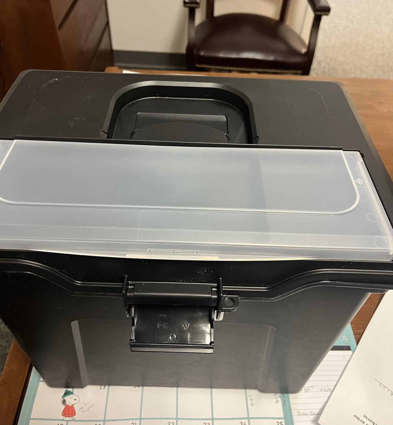 IRIS USA File Box Organizer with Lid, Letter File, Portable Handle, Black customer photo 2