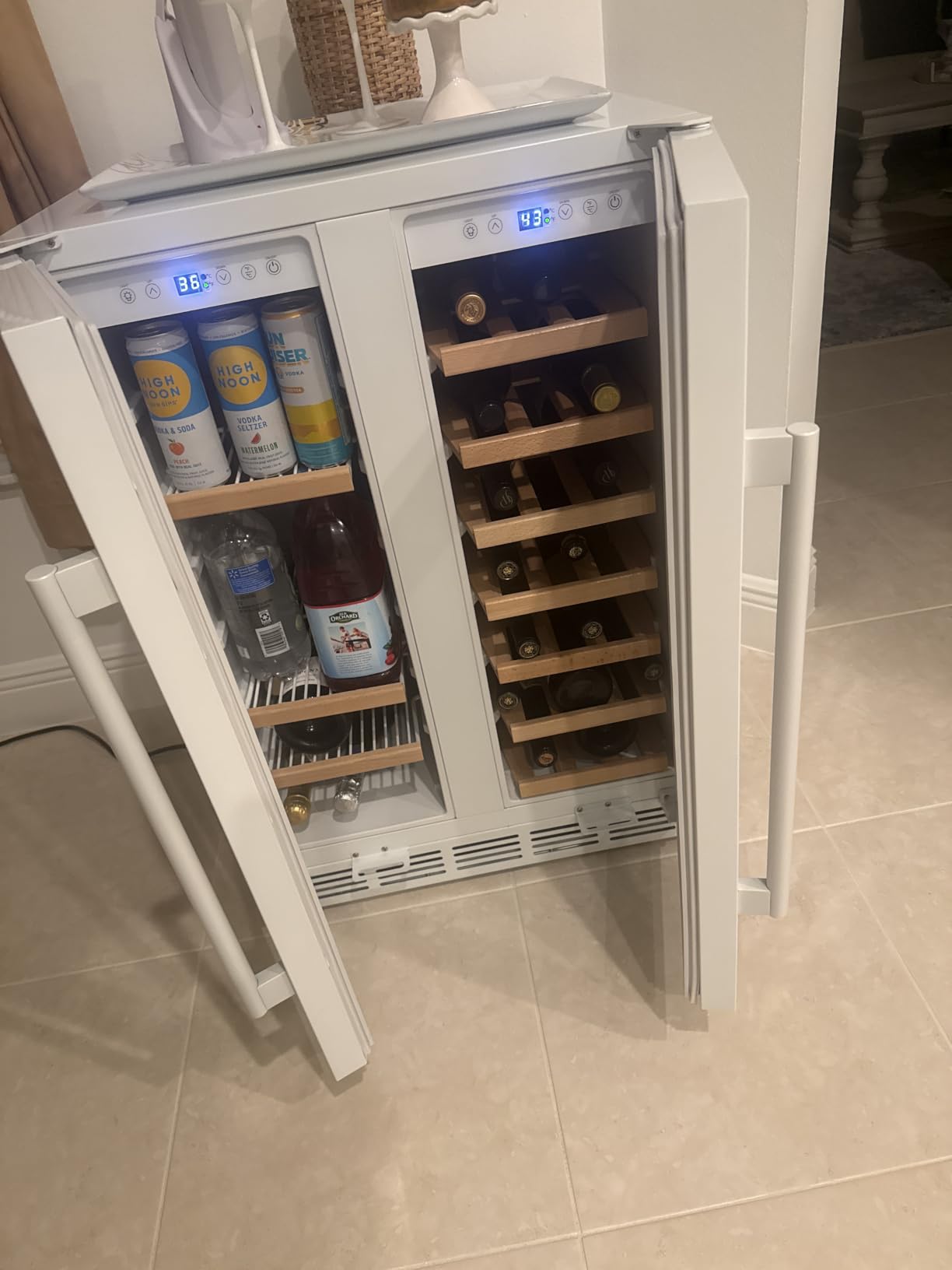 24 Inch Wine Cooler Fridge Dual Zone, Professional Large Capacity High Wine Refrigerator with Powerful Compressor, Quiet Operation and Elegant Design-KMHJ408D customer photo 1