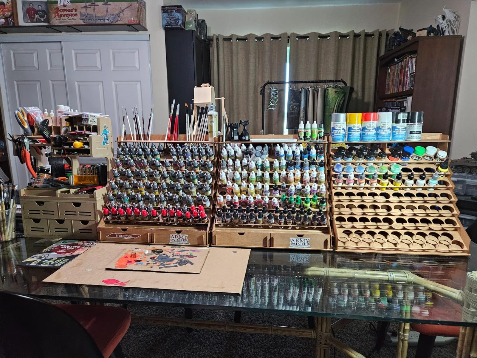 Plydolex Plywood Storage Rack - 105 Bottle Holes for 17 ml Vallejo Paints, 14 Paintbrush Slots, 6 Miniature Stands, 2 Drawers, a Shelf & a Brush Tray - Works for DnD, Warhammer 40K and Other Minis customer photo 1
