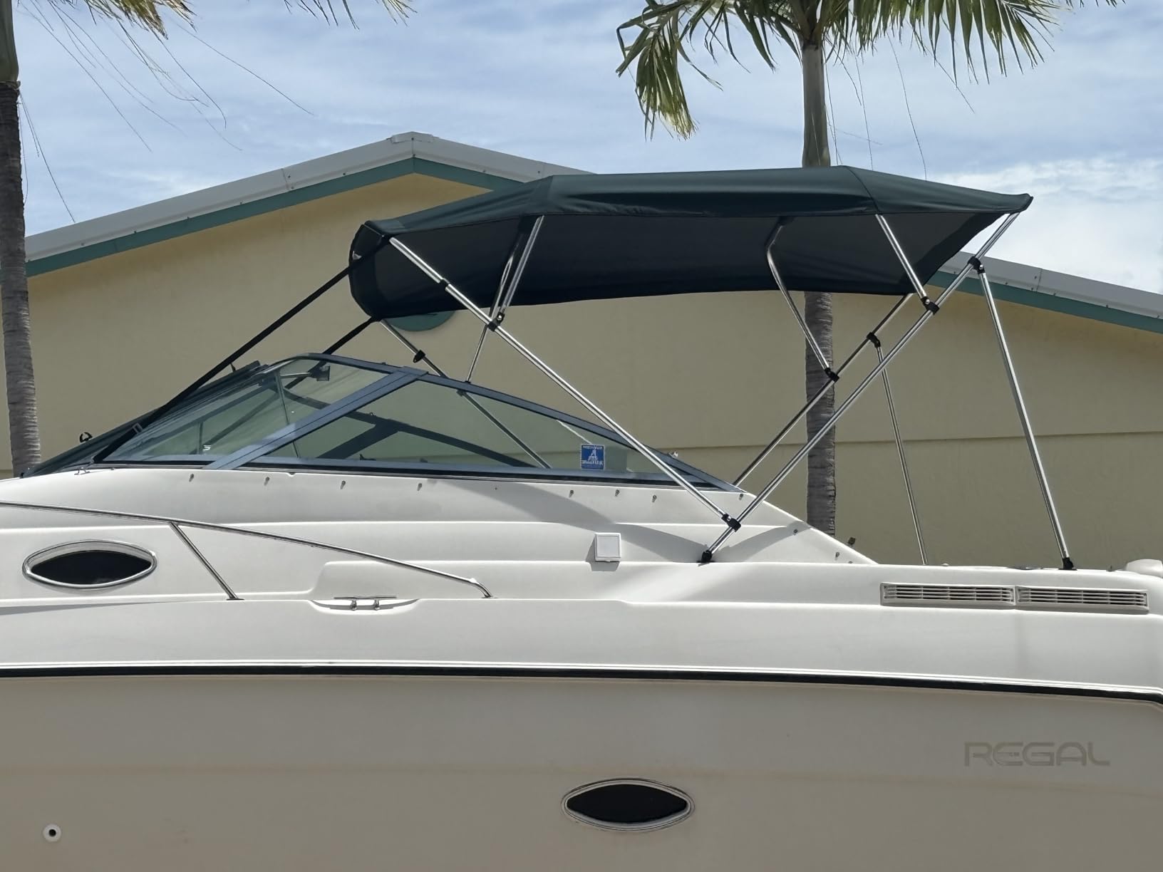 Savvycraft 4 Bow Bimini Top, 10 Feet Long Square Tube Bimini Top Set, Includes Marine Grade Canvas Cover, Storage Boot, Rear Poles with 1 Inch Aluminum Frame, Black, 4 Bow 120
