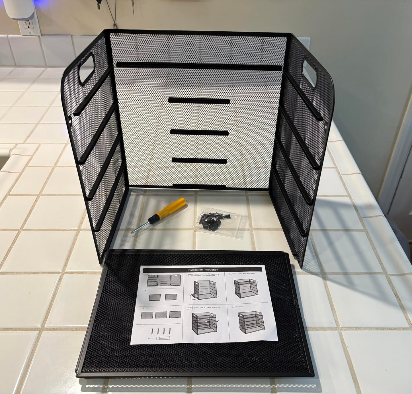Letter Tray Paper Organizer 5-Tier Desk Organizer File Organizer Paper Holder with Handle, Metal Desktop Document Shelf Tray Office Classroom Organization - Black customer photo 2