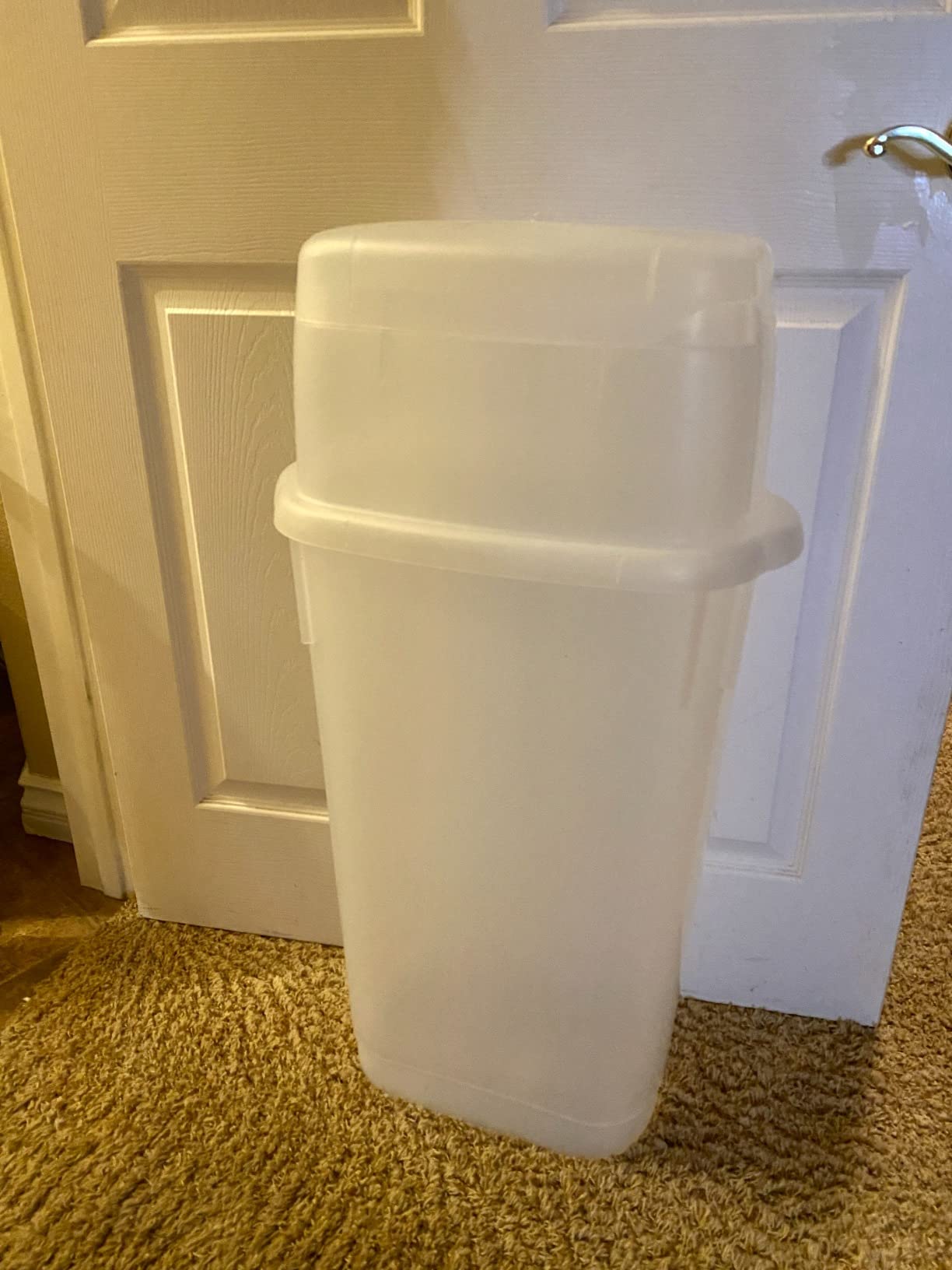 Rubbermaid Wrap N' Craft Plastic Wrapping Paper Organizer Storage Container with Top Ornament Storage Compartment for 20 Standard 30 Inch Rolls, Clear customer photo 1