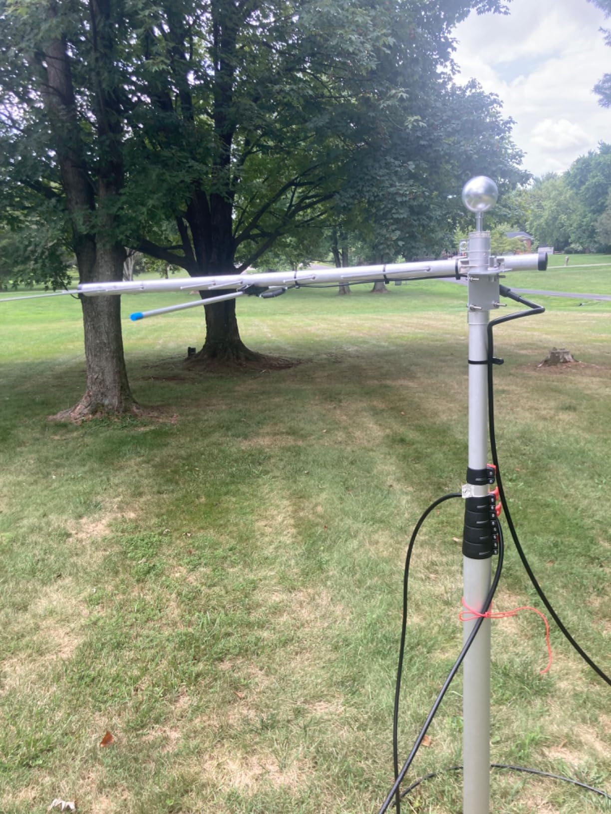 Yeshom 20Ft Black Telescopic Aluminum Flag Pole Fly 2 Flags 3'x5' US Flag & customer photo 1