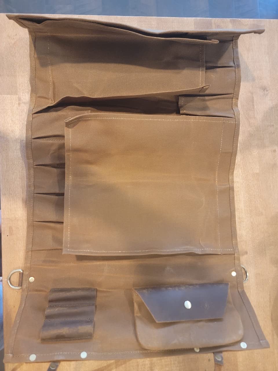 KYOKU Chef Knife Roll Bag, 10 Slot Leather & Waxed Canvas Case, Black customer photo 2