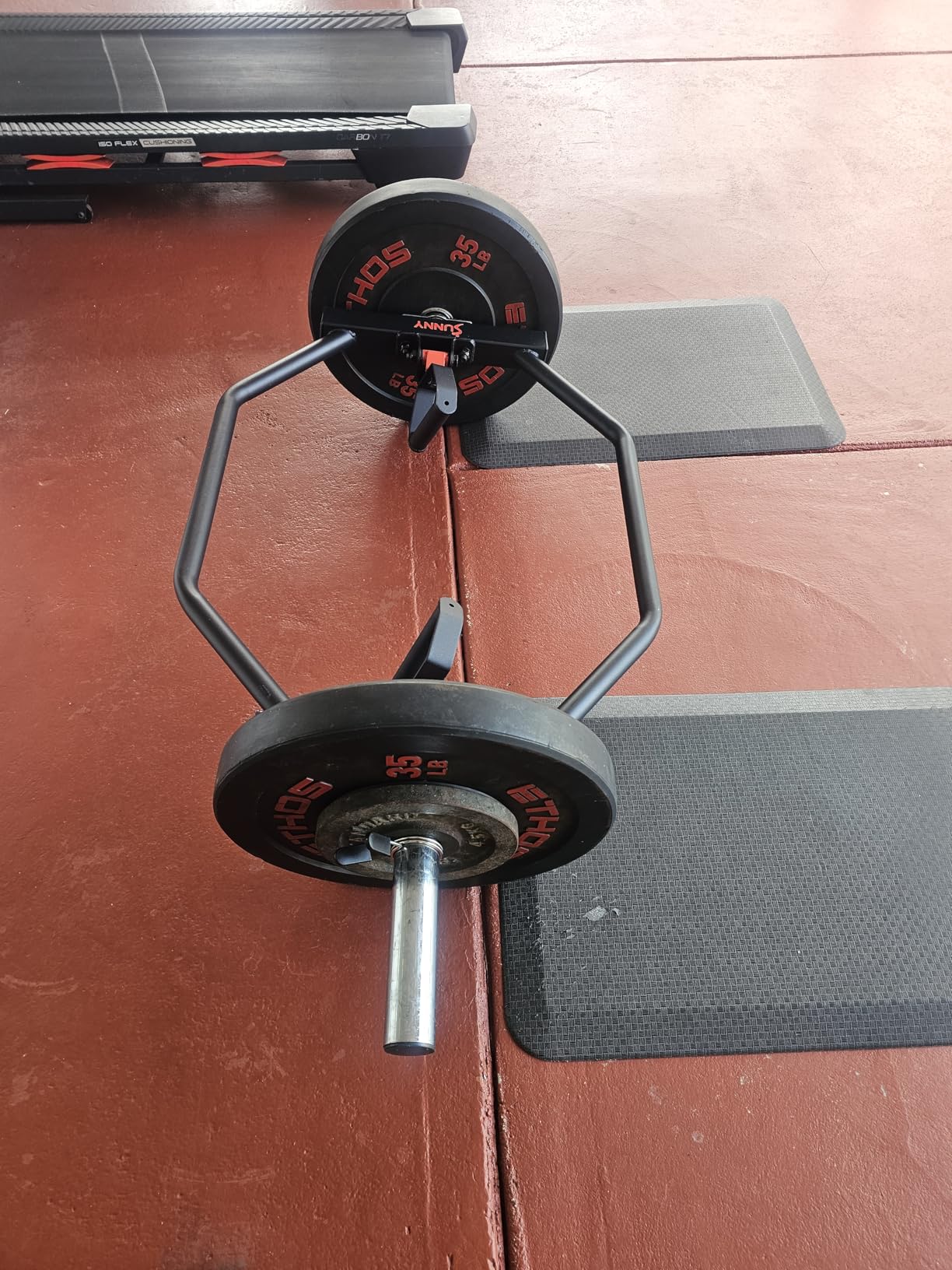 Sunny Health & Fitness Olympic Hex Trap Bar, Swivel Handles for Deadlifts customer photo 2