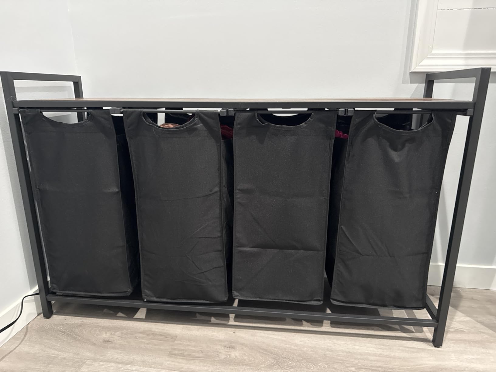VASAGLE Laundry Hamper with Shelf, 3 Pull-Out Bags, 3 x 10.6 Gallons (40 L) customer photo 2