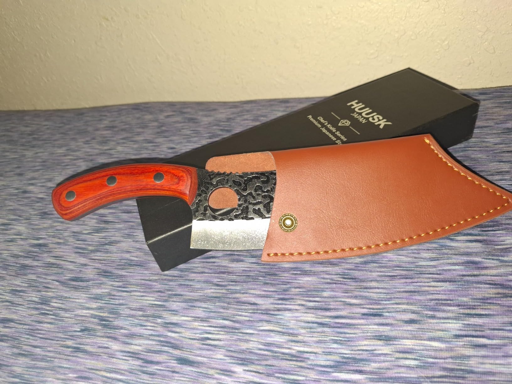 Huusk Meat Cleaver Knife with Sheath, Hand Forged Viking Knife, Mens Gifts customer photo 2