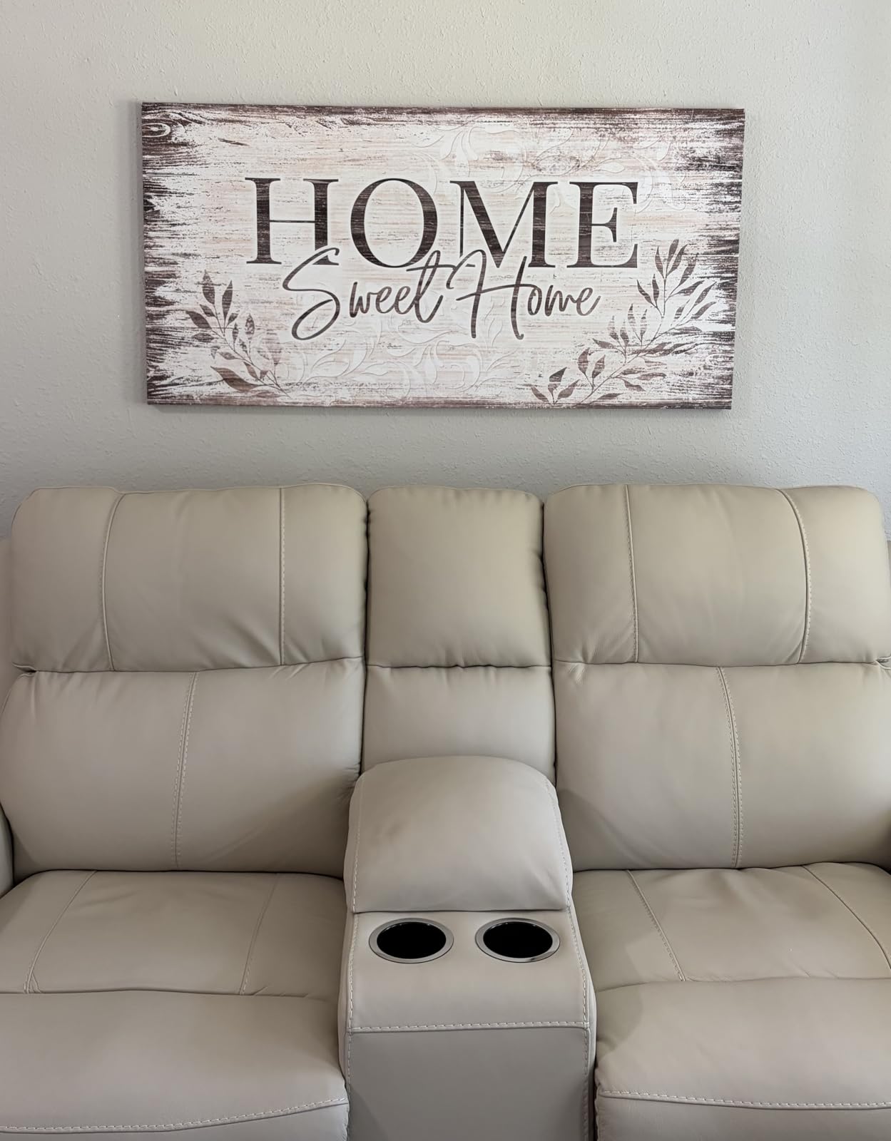 arteWOODS Home Sweet Home Wall Art Sign Large Dark Brown Farmhouse Wall Sign for Living Room Decoration Wooden Board Design Canvas Prints Modern Rustic Artwork Leaf Pictures Wall Decor 20