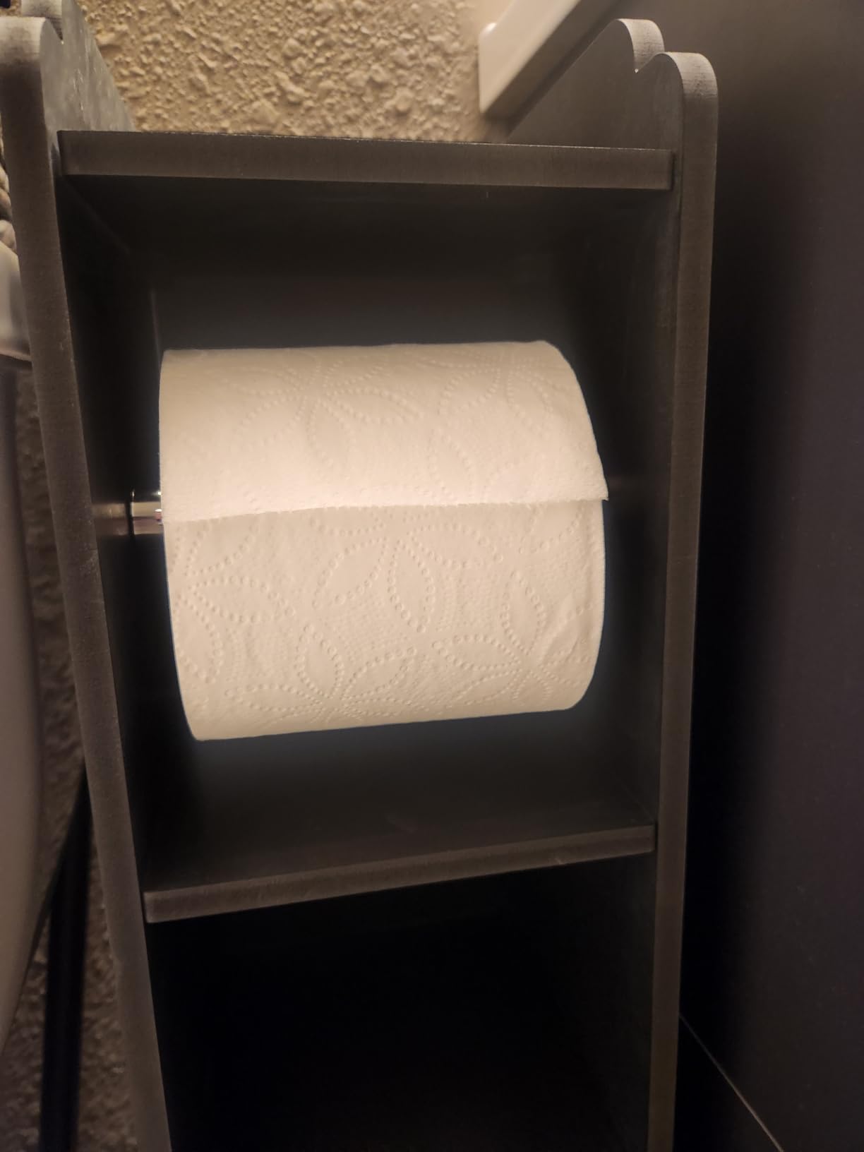 AOJEZOR Toilet Paper Holder Stand: Small Space Bathroom Storage for Renters customer photo 2