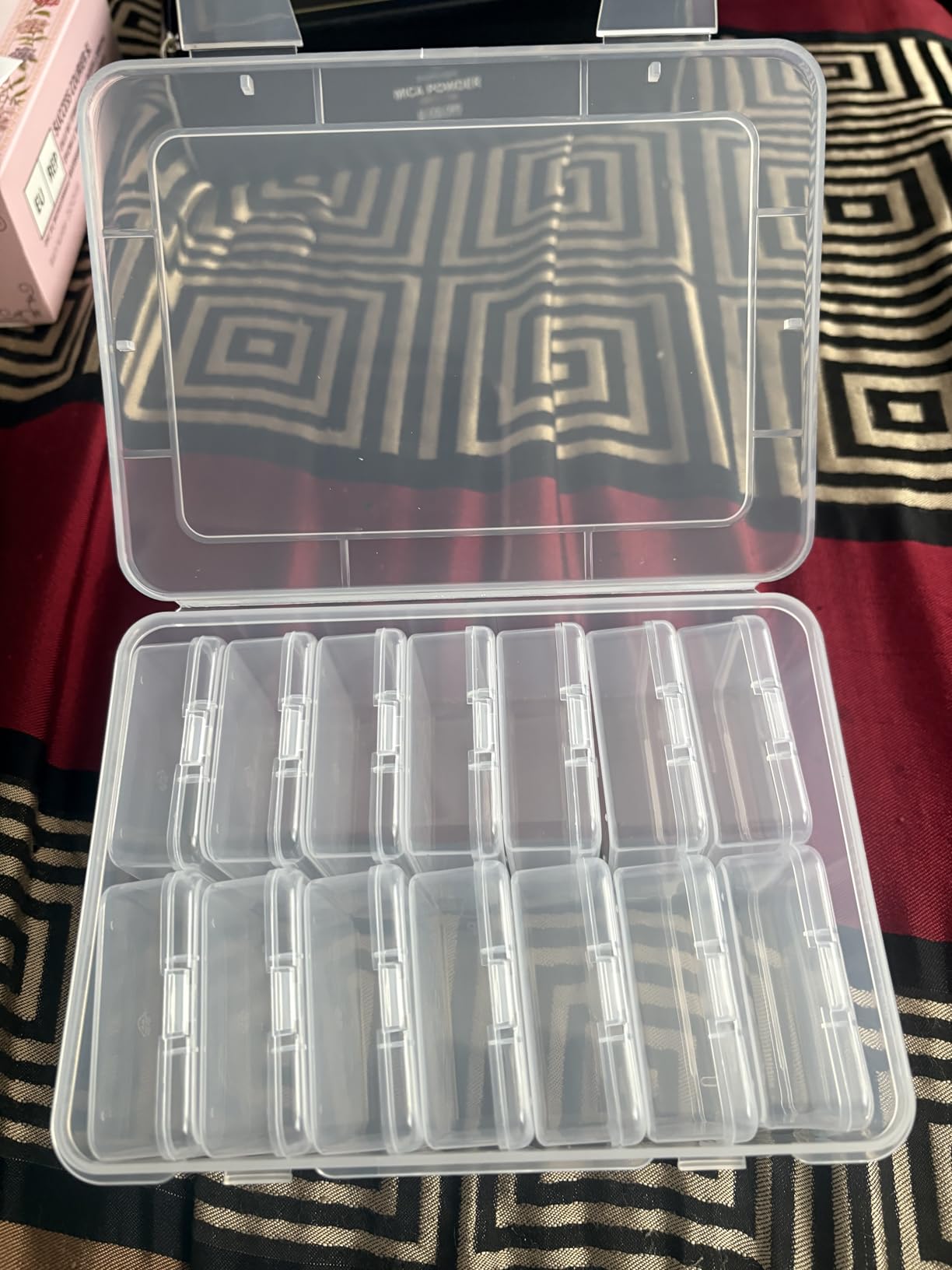 Mathtoxyz Small Bead Organizers, 14 Pieces Plastic Storage Cases Mini Clear Bead Storage Containers Transparent Boxes with Hinged Lid and Rectangle Clear Craft Supply Case customer photo 1