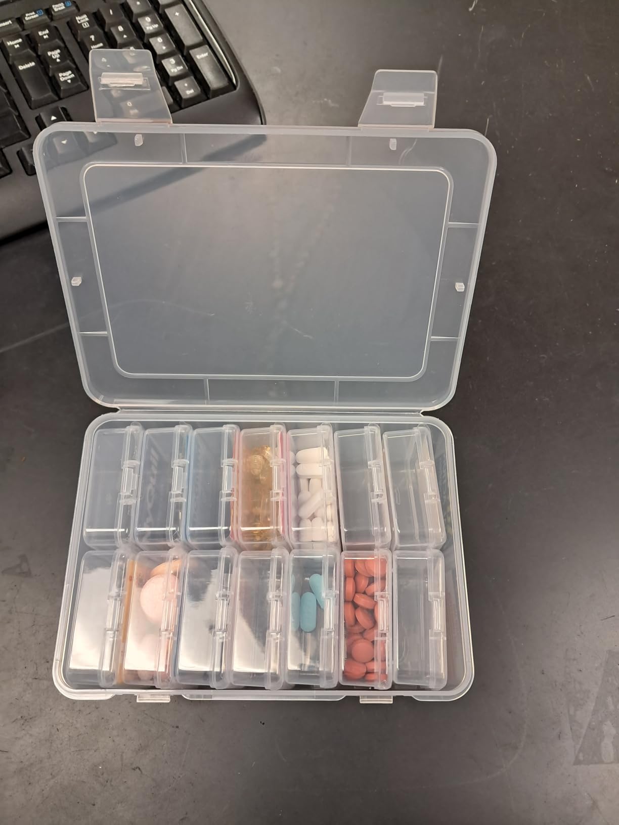 Mathtoxyz Small Bead Organizers, 14 Pieces Plastic Storage Cases Mini Clear Bead Storage Containers Transparent Boxes with Hinged Lid and Rectangle Clear Craft Supply Case customer photo 2