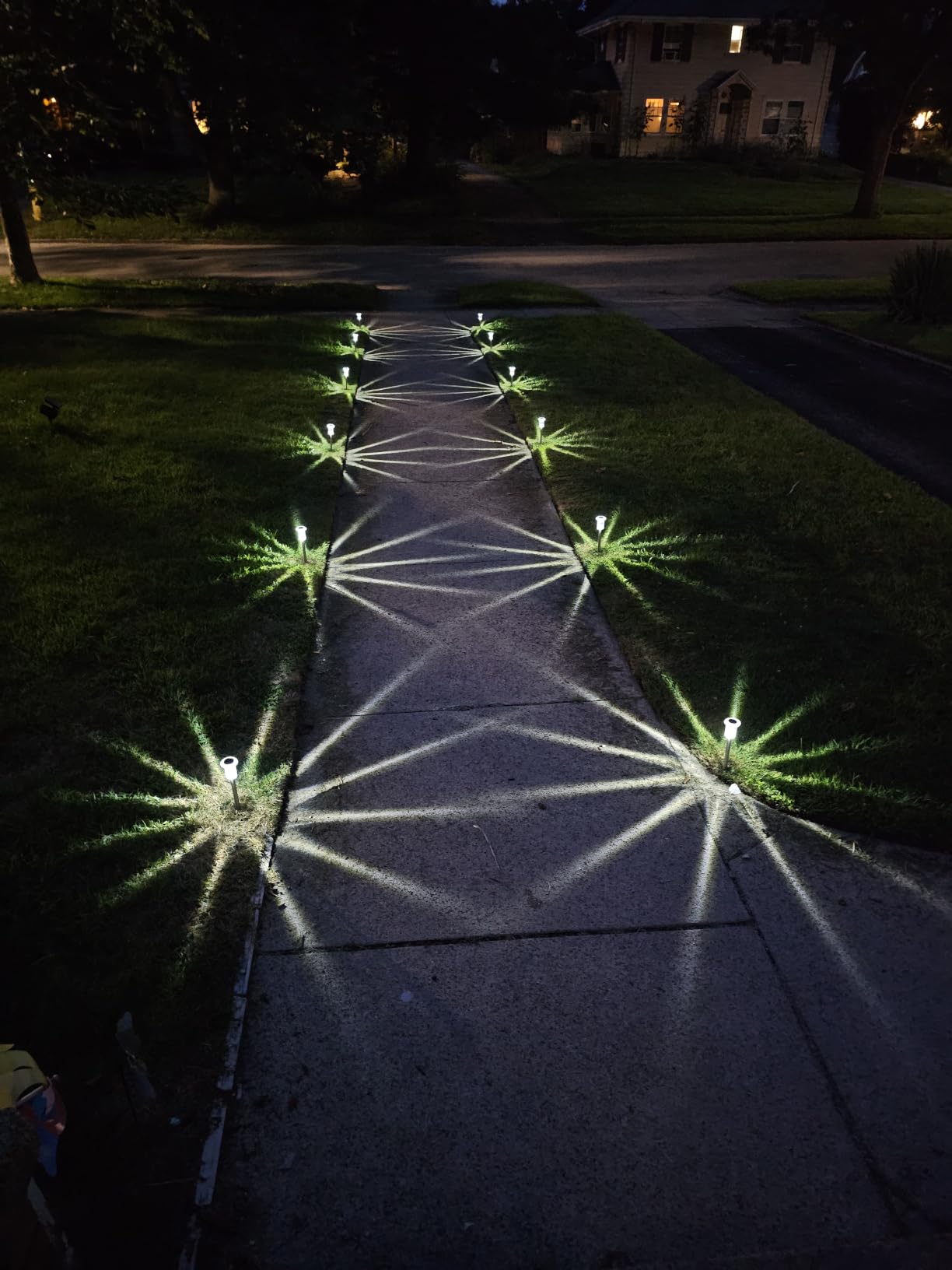 DenicMic Solar Lights Outdoor Waterproof 10 Pack Pathway Lights Cool White | Stake Lights for Yard Garden Driveway Walkway Outside Landscape Path Lights, Auto On/Off 6000K LED, Stainless Steel Pole customer photo 2