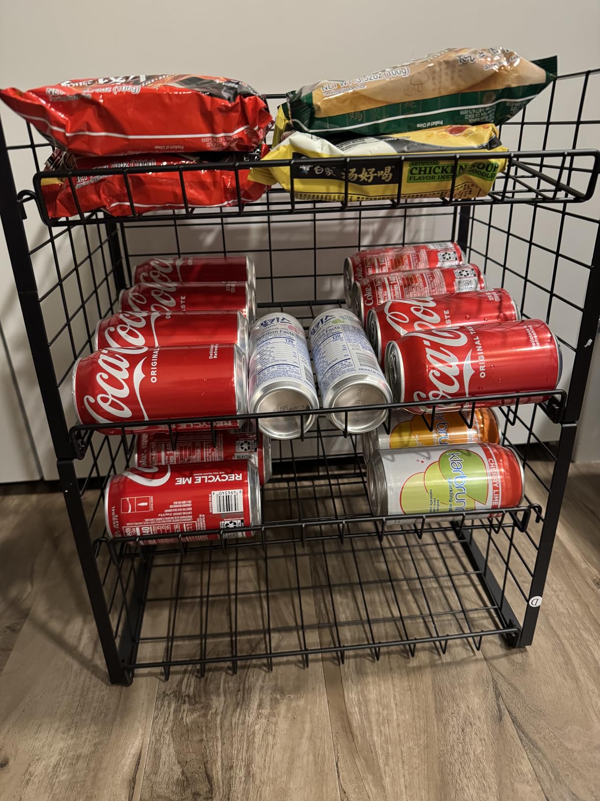 JKsmart 2-Tier Stackable Can Rack Organizer for Pantry, Adjustable Can Dispenser Holds Up to 60 Cans, Can Storage Holder for Various Ounces of Canned Food Soda Drinks, Black, 2 Pack customer photo 1