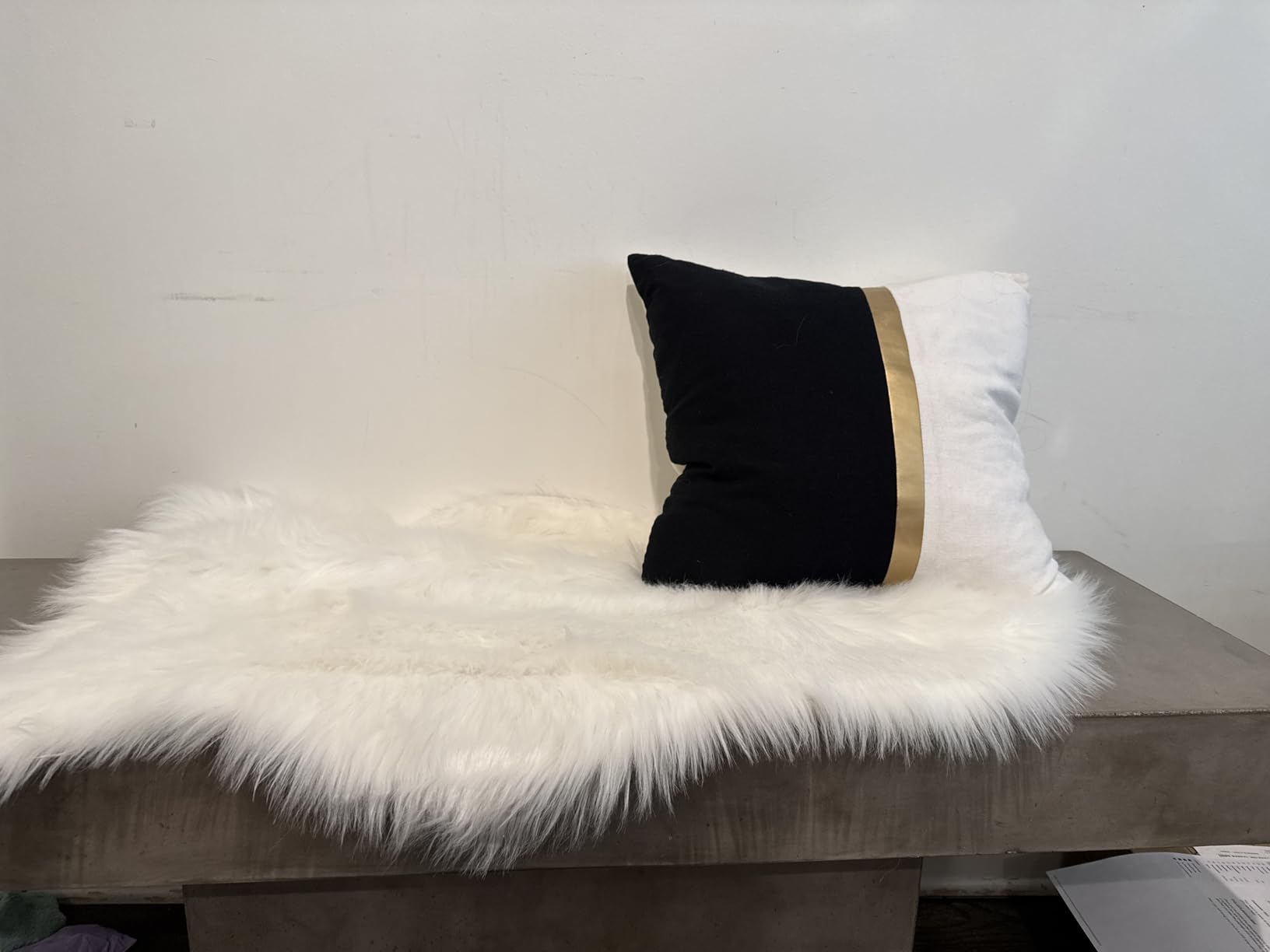 duduta Beige Faux Sheepskin Rug 2x3 ft, Small Faux Fur Chair Covers customer photo 2