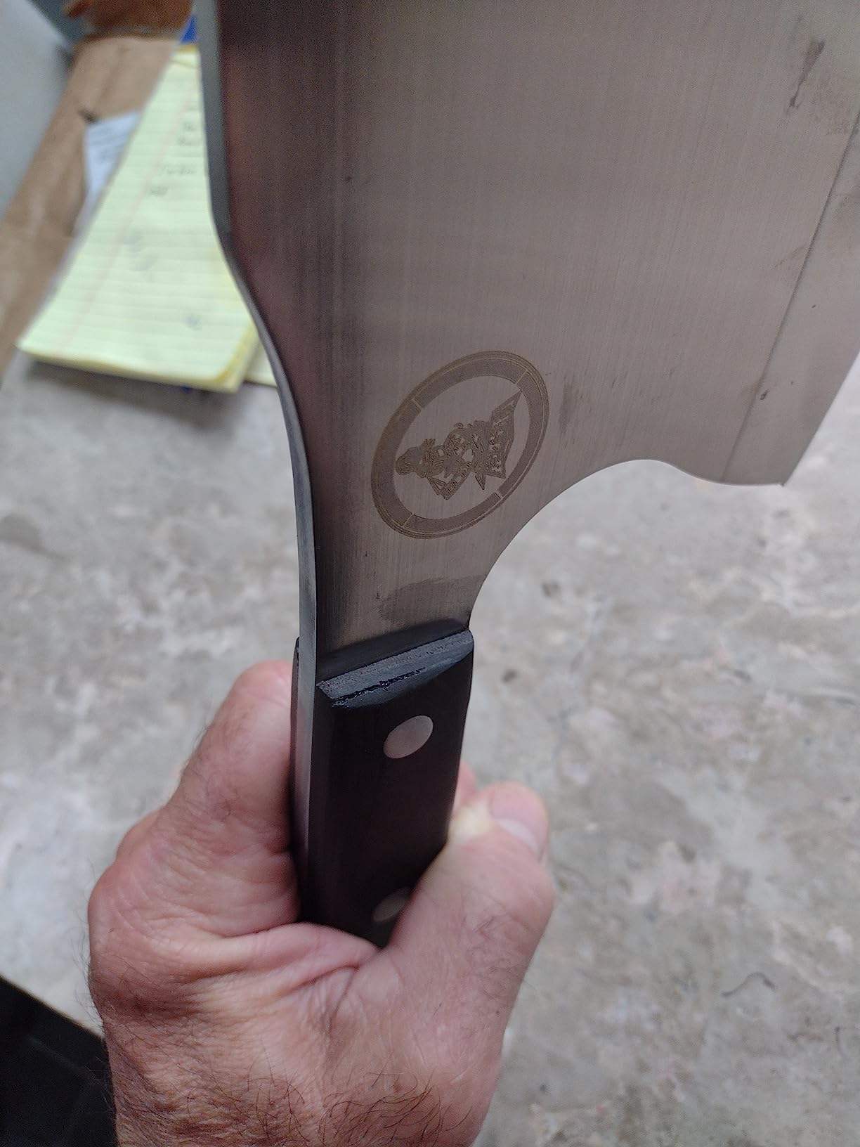 Kitory Meat Cleaver, Super Massive Heavy Duty Axe shape Kitchen Knife for Big Bones Beef Bones and Frozen Meat, bones breaker, Full Tang Butcher Knife, Black Wooden Handle customer photo 2