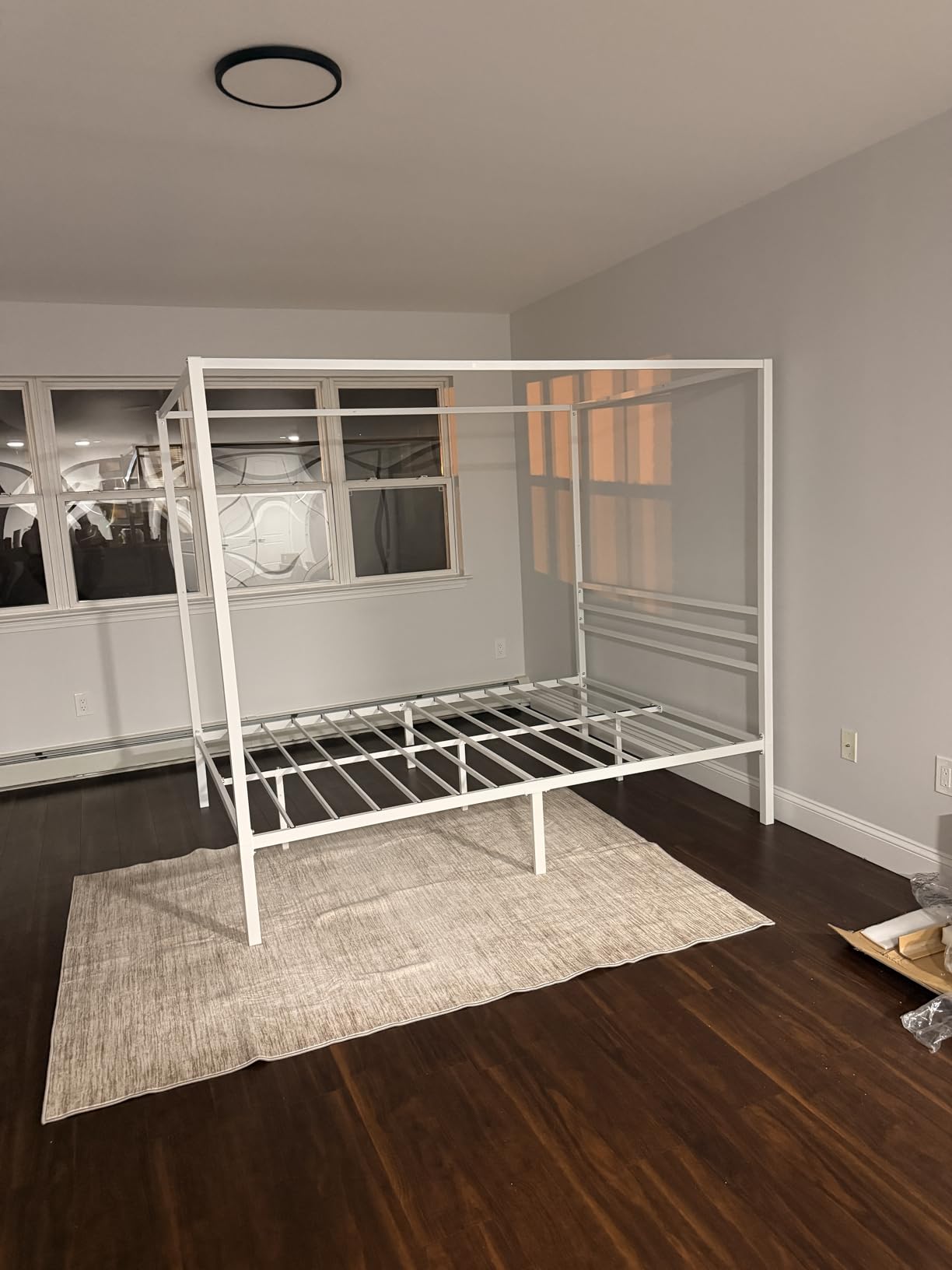 SHA CERLIN Queen Size Canopy Bed Frame with Heavy Duty Metal Slats, Black customer photo 2
