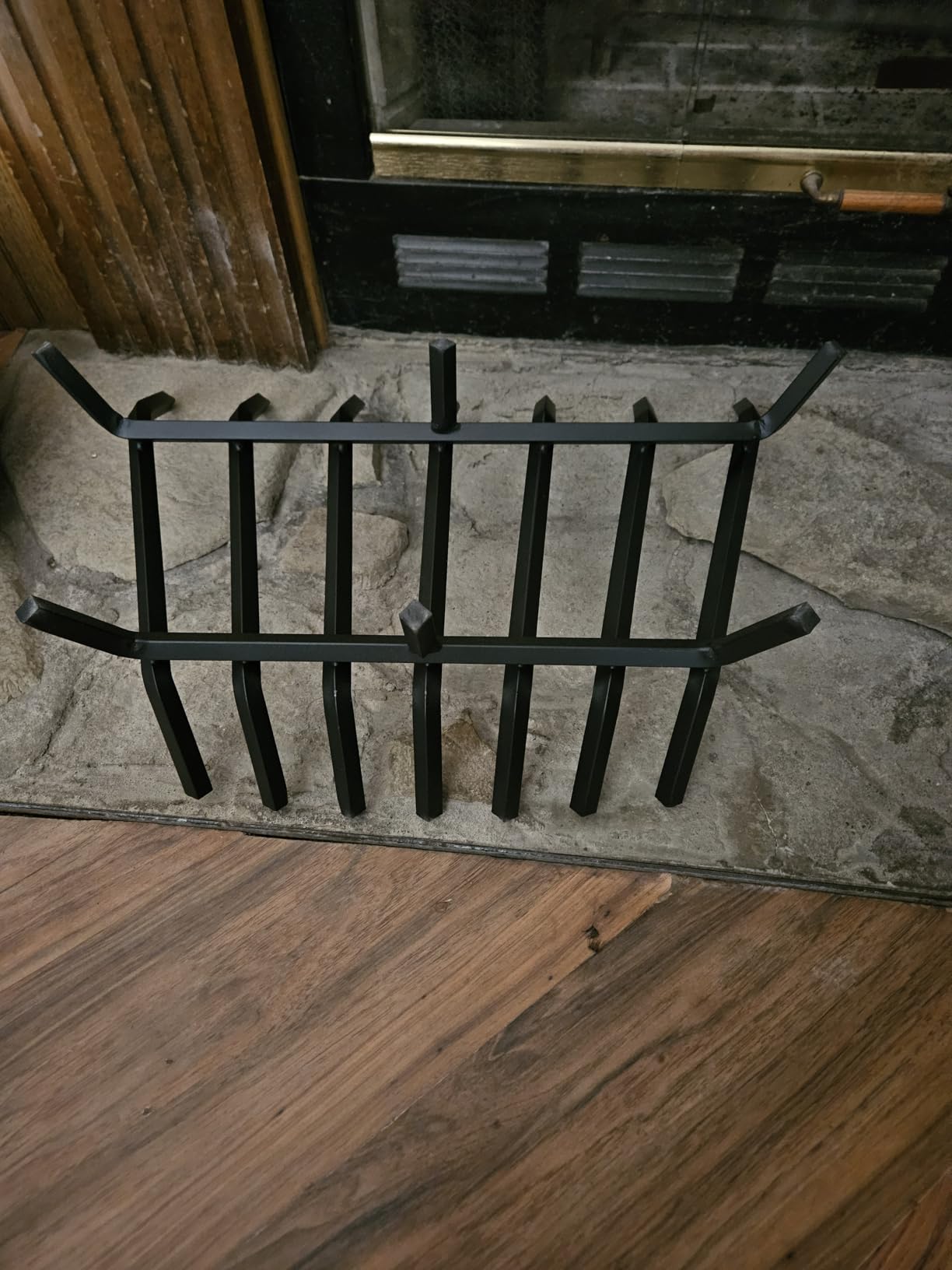 Mr IRONSTONE Fireplace Grate 24 inch Solid Steel Heavy Duty Firewood Log Burning Rack Fire Grates for Outdoor Kindling Tools Pit Indoor Fireplace Log Holder Wrought Iron Wood Stove customer photo 1