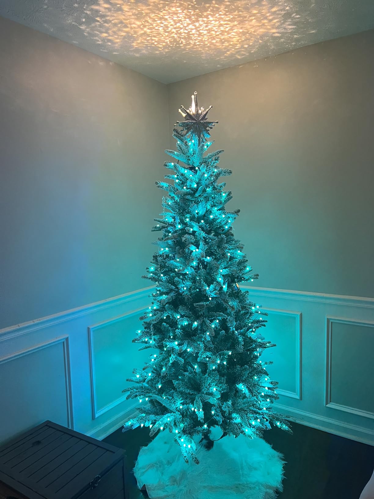 DG-Direct Christmas Tree Topper with Rotating Snowflake Projector, Silver customer photo 2