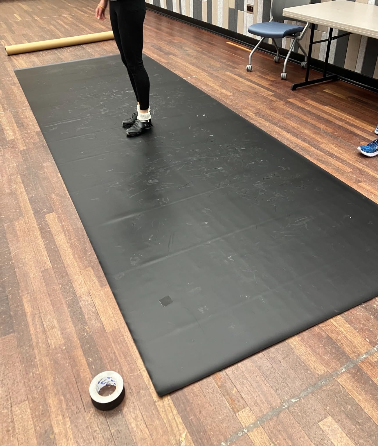 ProStep by FlooringInc Reversible Marley Dance Floor Roll, Portable Roll Out Vinyl Dance Flooring for Ballet, Jazz, Modern, Home Studio Practice, 1.2mm Thick, 5.25' x 15' (78.75 sq ft), Black/Black customer photo 2