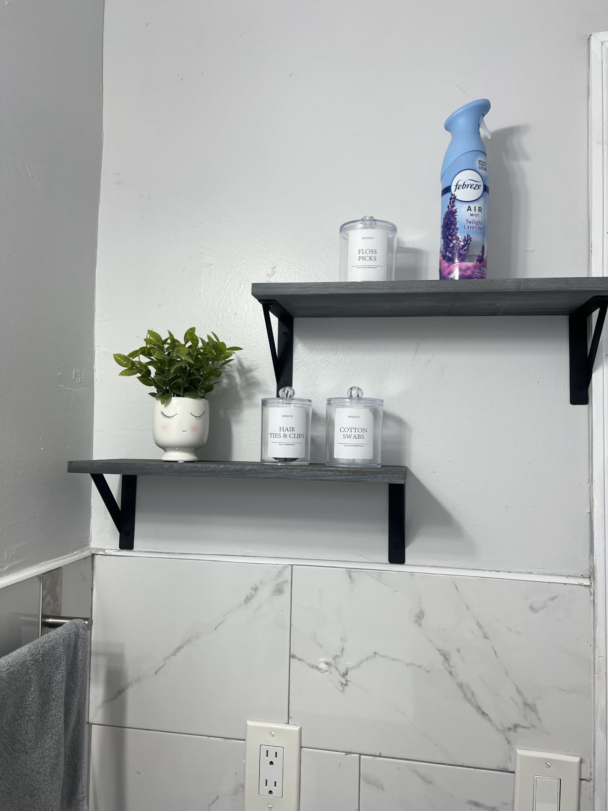 Forbena Large Floating Shelves for Wall 24 Inch Long Set of 3, 8 in Deep Wall Bookshelf for Bedroom Living Room, Wooden Heavy Duty Hanging Book Shelves for Office Kitchen Closet Storage (Black) customer photo 2