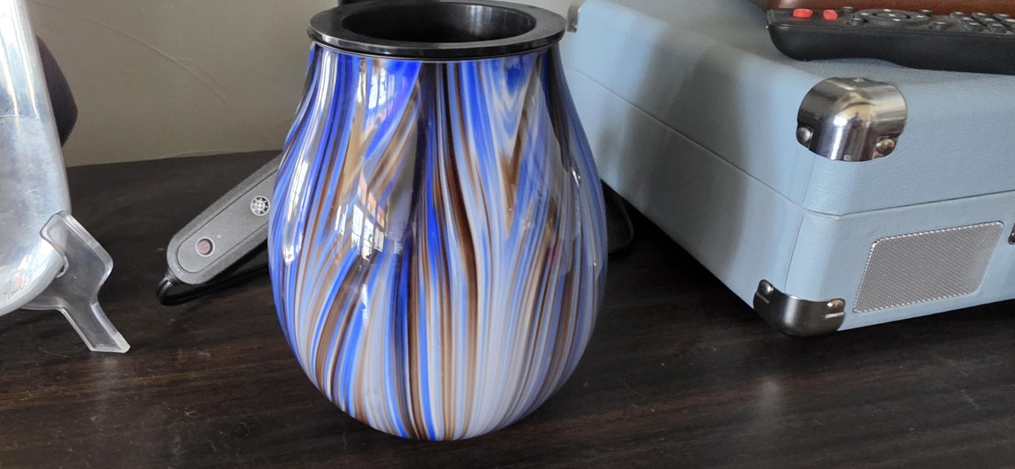 inrorans Glass Electric Wax Melt Warmer Oil Burner with Stable Heating PTC Reusable Silicone Tray 7 Colorful Changing Led Light Night Light Scent Warmer for Home Fragrance Warmers-Firework customer photo 1
