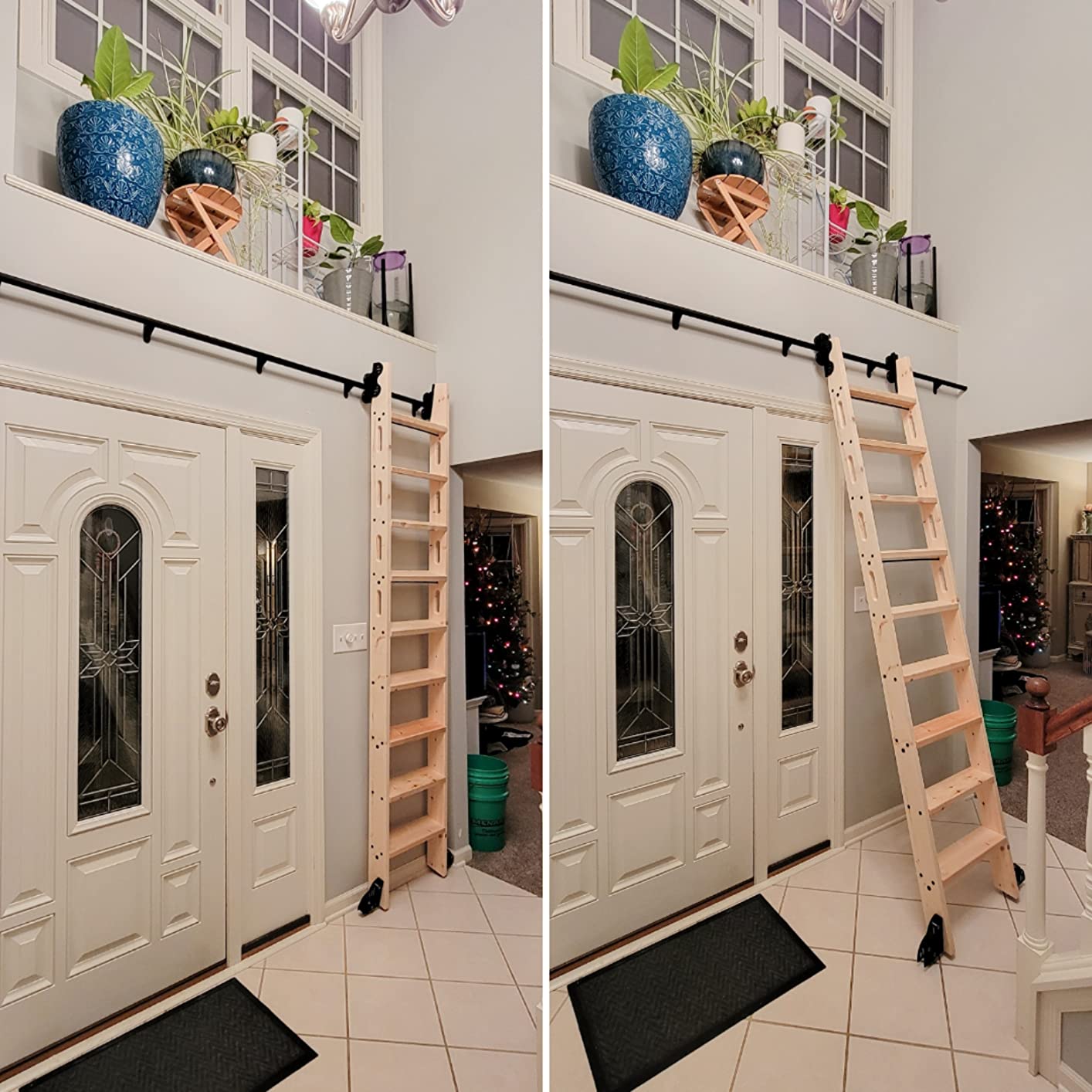 12FT Sliding Rolling Library Ladder Hardware Kit,Telescopic Rolling,Black customer photo 1