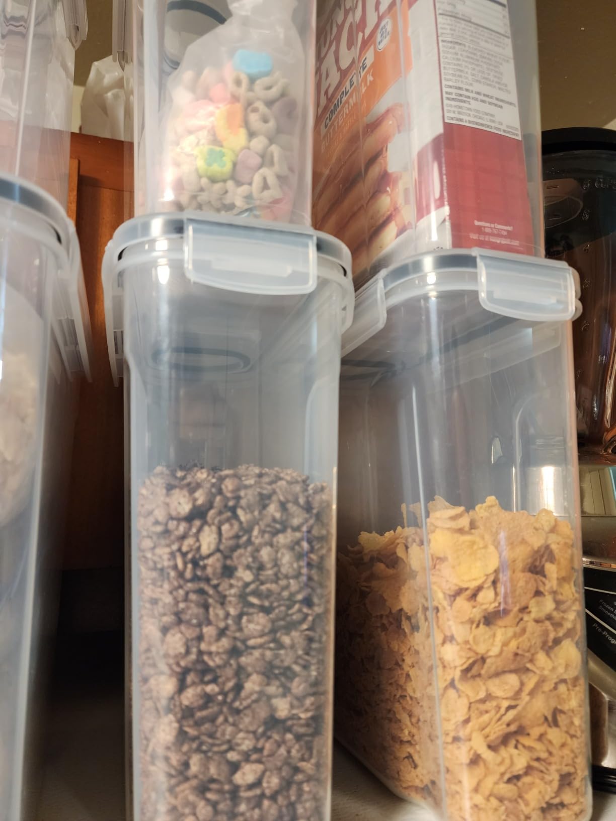 6 Pack Airtight Cereal Food Storage Container - BPA Free Plastic Kitchen and Pantry Organization Canisters for, Dry Pet Food, Flour, Sugar, Rice, Nuts, Snacks & More (135.5 Oz) Labels & Chalk Marker customer photo 2