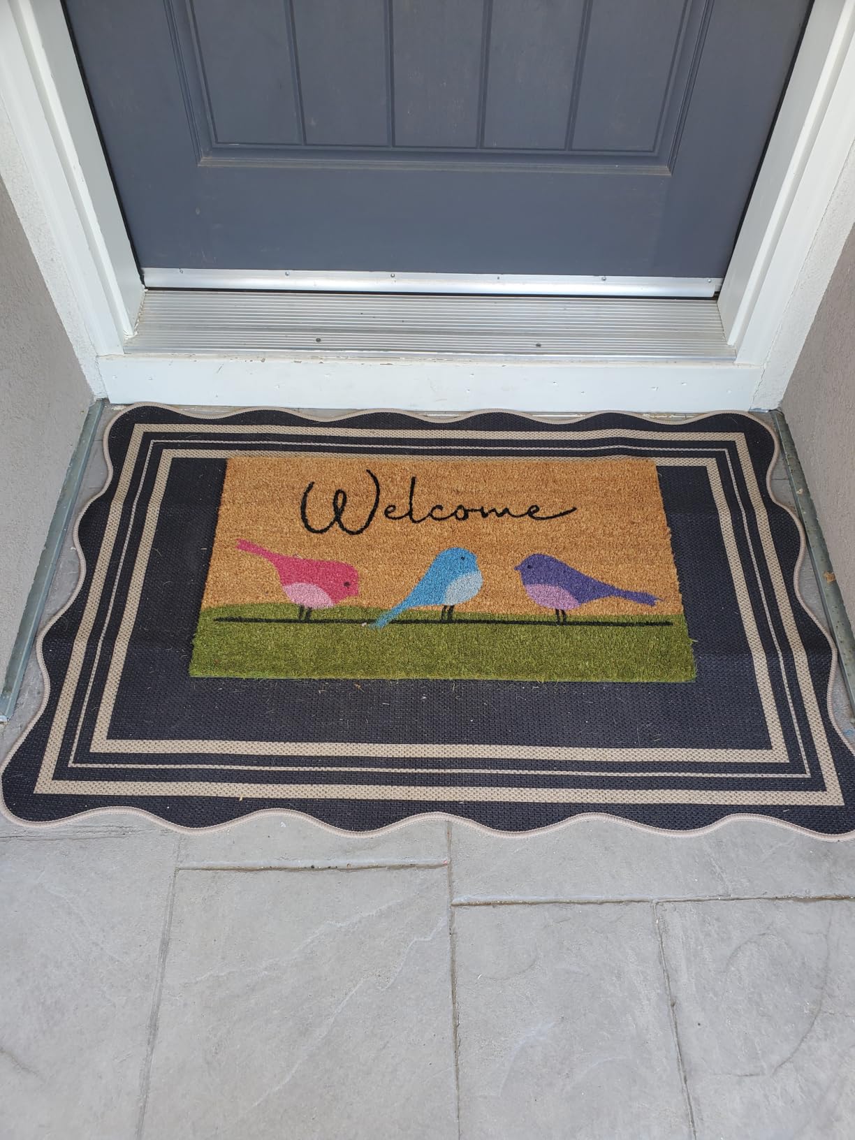 Coir Welcome Mat, Non-Slip, Colorful Birds, 17 x 29 in customer photo 1