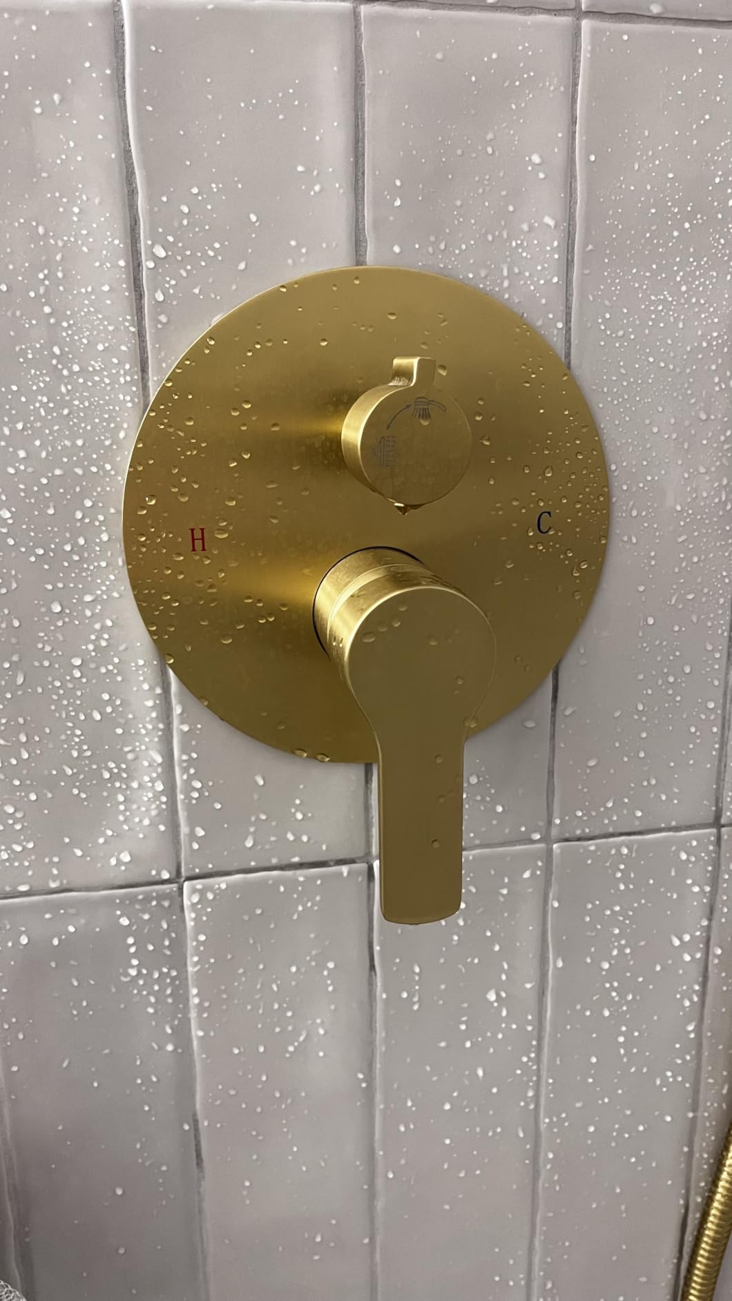 Iriber Brushed Gold Shower Head with Handheld,Rain Shower System Faucet Set customer photo 1
