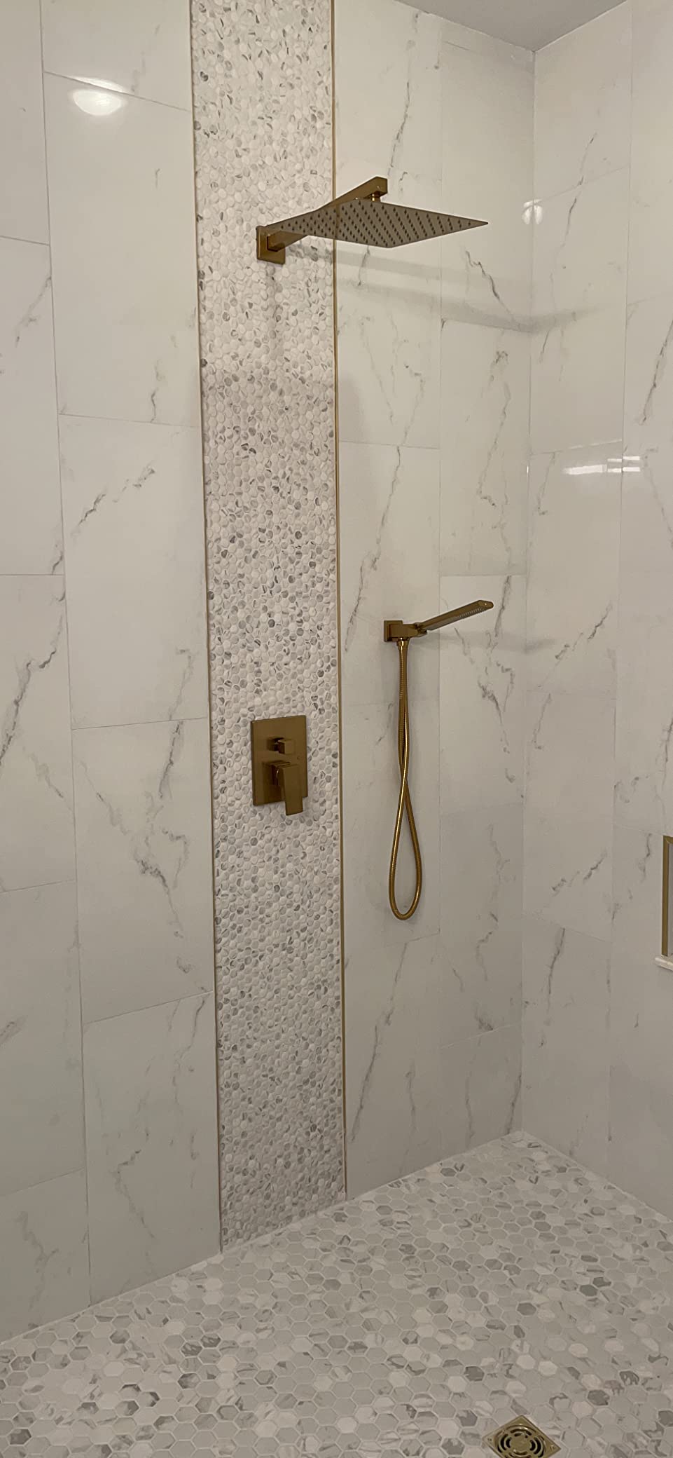 Iriber Brushed Gold Shower Head with Handheld,Rain Shower System Faucet Set customer photo 2