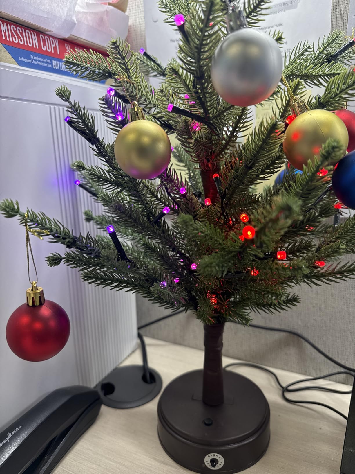 Colorful Lighted Christmas Tree, 72 LED 28 Colors Changing Artificial Christmas Decorations Tree for Home, Tabletop Christmas Mini Tree Light with Multicolor Ball for Bedroom Living Room Party Table customer photo 2