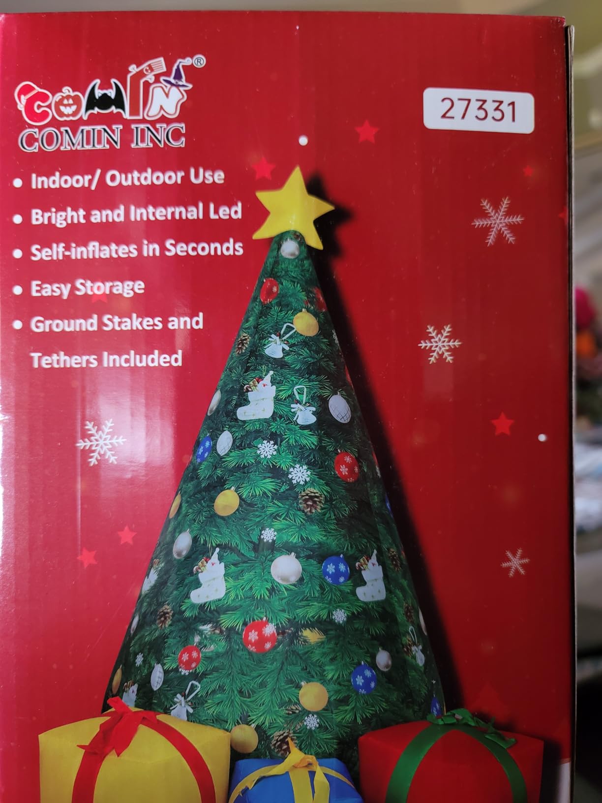 COMIN 7 FT Christmas Inflatables Tree Outdoor Decorations Blow Up Yard Present Box with Built-in LEDs for Indoor Party Garden Lawn Decor (Color-27323) customer photo 2
