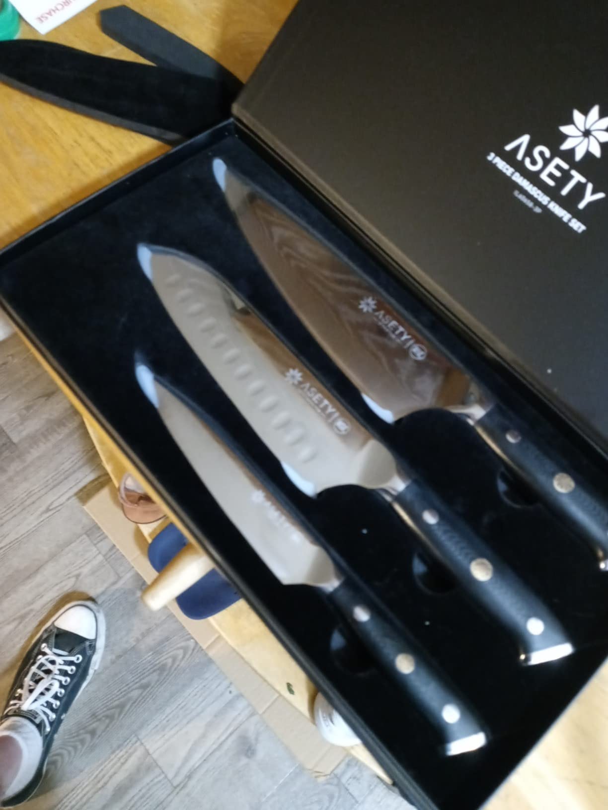 ASETY Damascus Knife Set 3 PCS, Japanese Kitchen Knives with G10 Handle customer photo 2