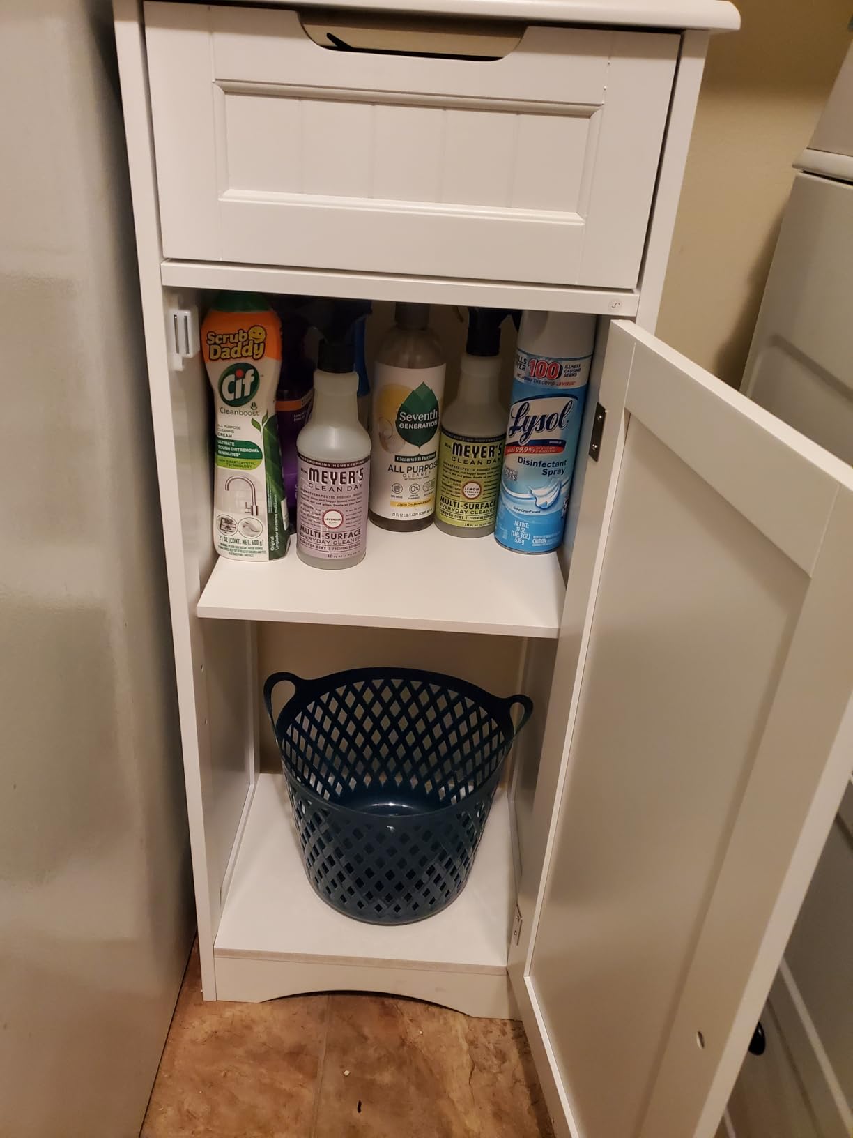 Gizoon 67” H Tall Bathroom Storage Cabinet, Narrow Storage Cabinet, White | Towel Cabinet with Freestanding Adjustable Shelves and 2 Doors & Drawer for Small Spaces, Kitchen, Living Room, Anti-Tipping customer photo 1