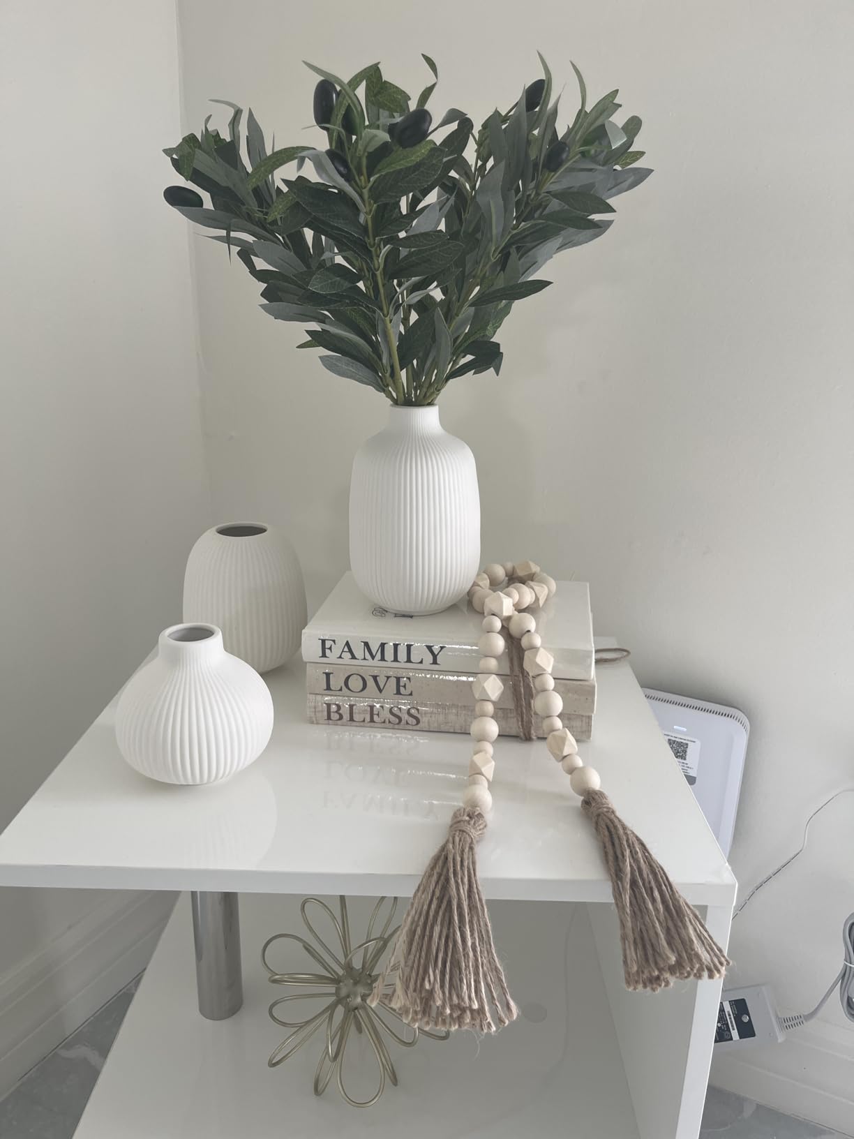 Linen Covered Decor Books 3 Pieces, Decorative Books for Home Decor, Coffee Table Books Decor, Stacked Book Decor - Shelf, Entryway, Console Table, Fireplace Mantel Decor (Bless/Family/Love) customer photo 2