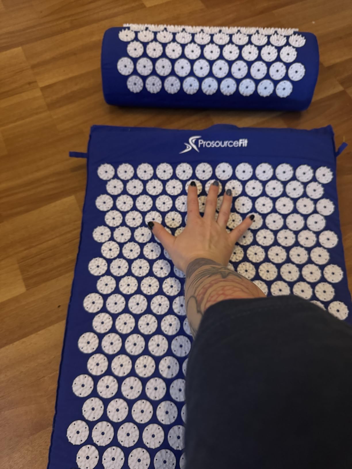 ProsourceFit Acupressure Mat and Pillow Set for Back/Neck Pain Relief and Muscle Relaxation, Large - Black/Black customer photo 1