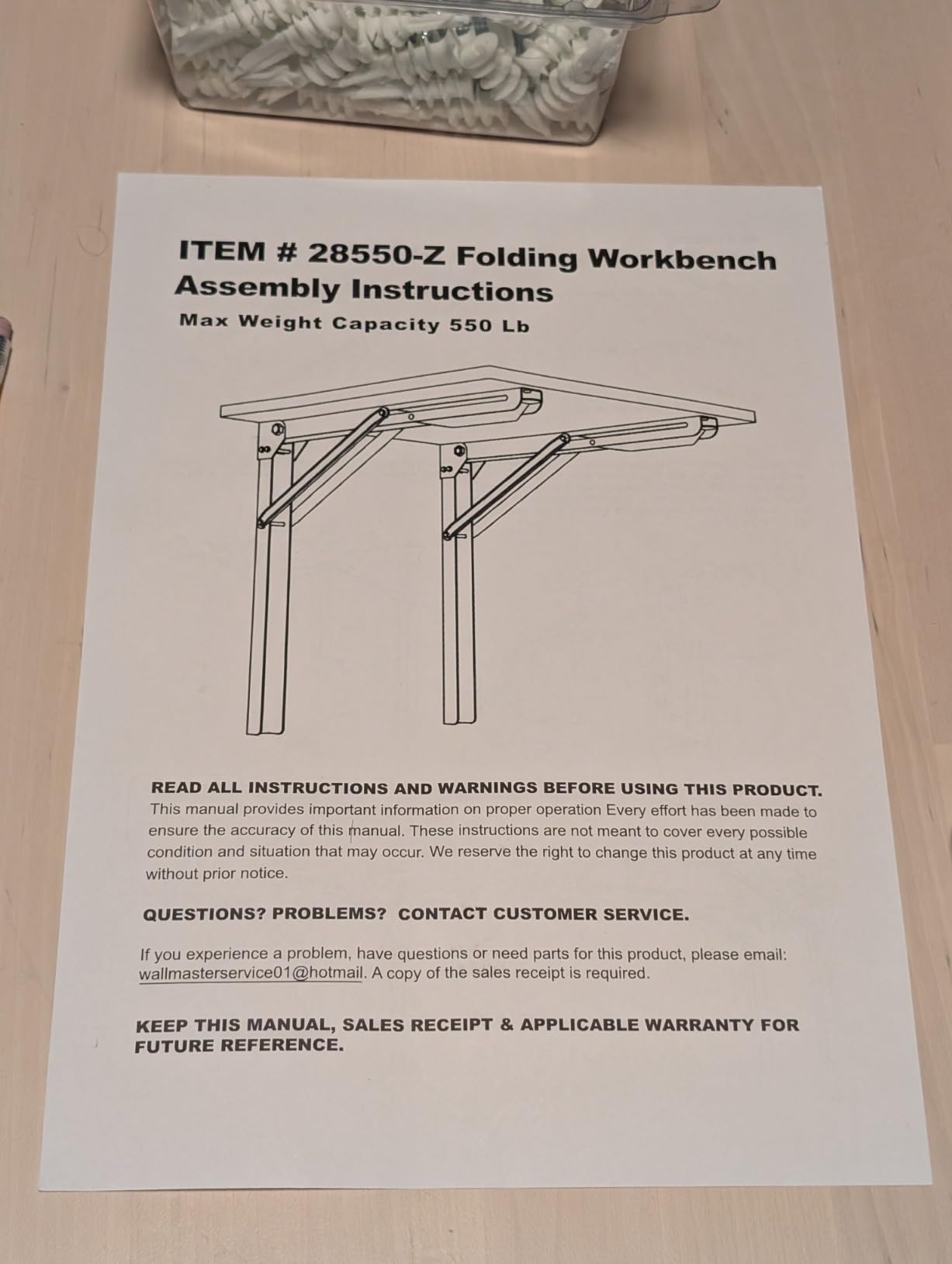 Wallmaster Wall Mounted Folding Workbench Heavy Duty Fold Down Table Utility Bench Solutions Laundry Shelf Wall Desk with Metal Shelf Bracket (47.24 x 19.68 x 24 Inch) customer photo 1