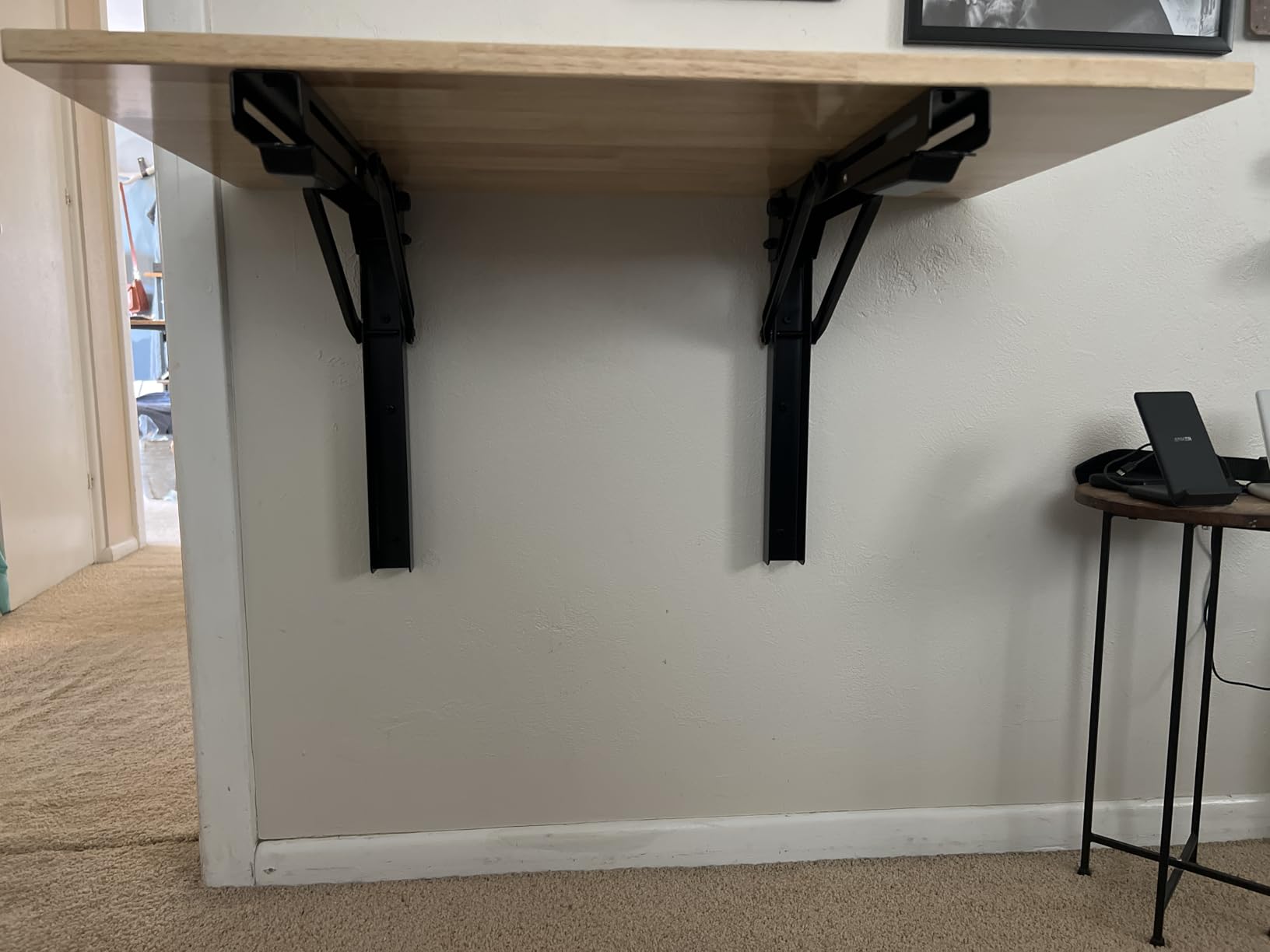 Wallmaster Wall Mounted Folding Workbench Heavy Duty Fold Down Table Utility Bench Solutions Laundry Shelf Wall Desk with Metal Shelf Bracket (47.24 x 19.68 x 24 Inch) customer photo 2