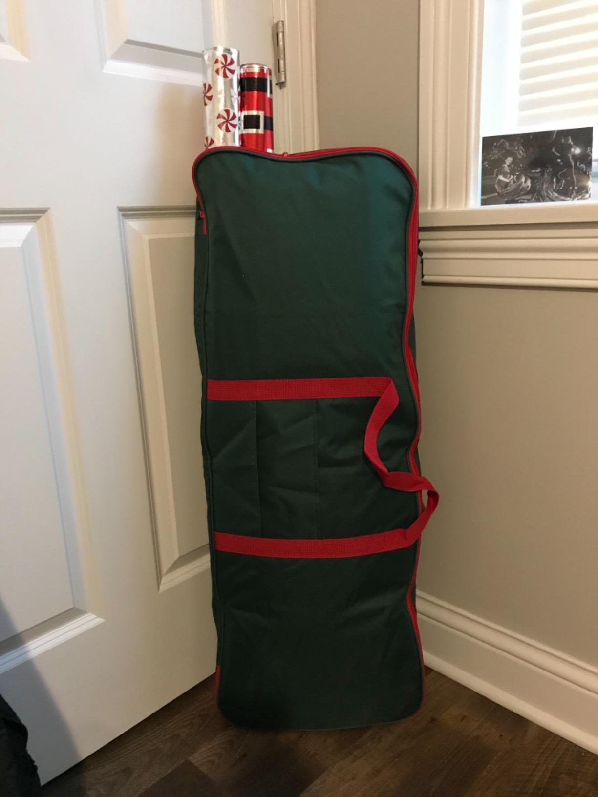 Christmas Wrapping Paper Storage Bag with Pockets | Gift Wrap Organizer Container | 37” x 14” x 4” | Underbed Durable Box Made of 600D Oxford Material (Gray) customer photo 2