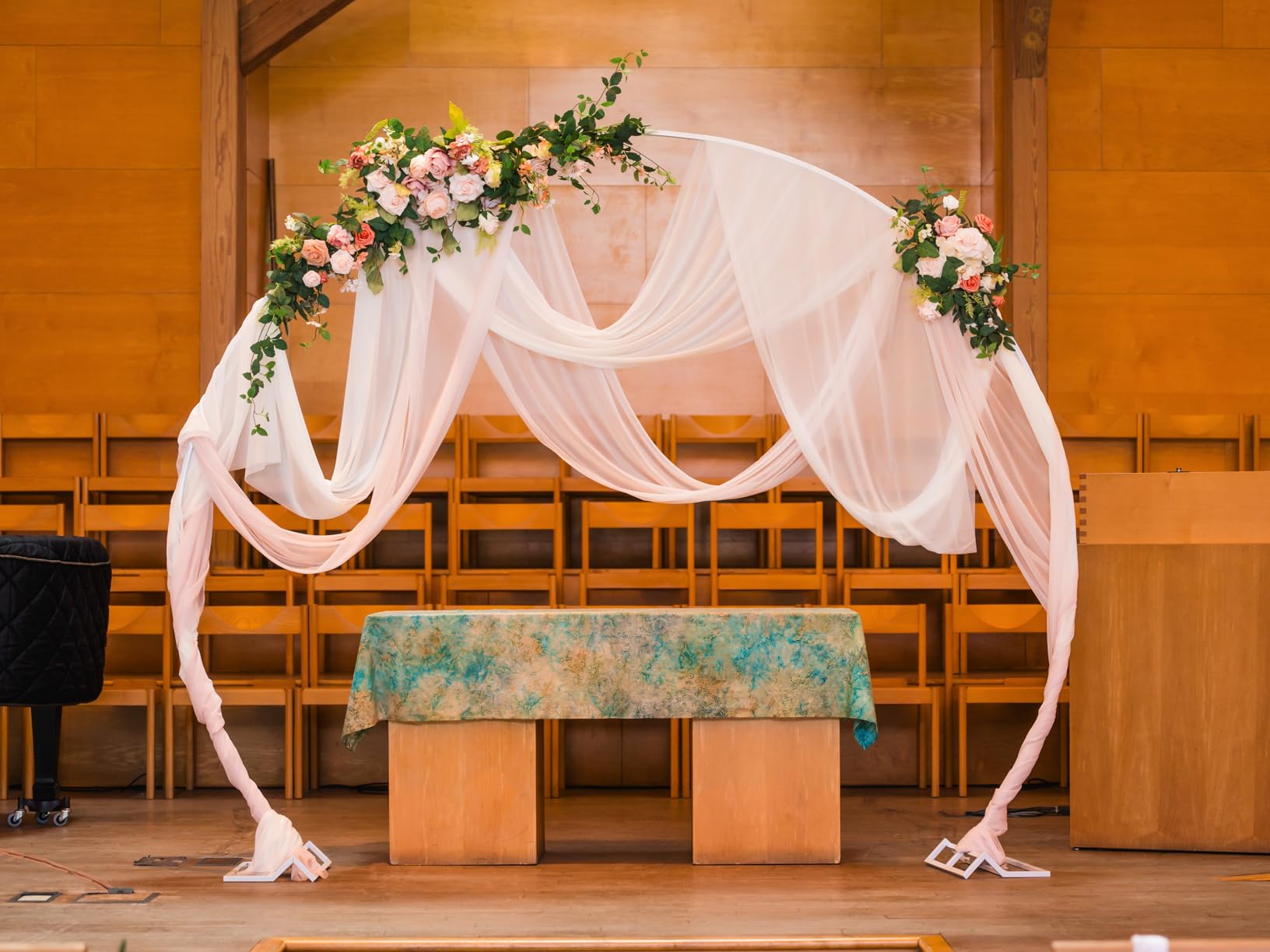 Ling's moment Wedding Arch Kit, Green Flowers & Sheer Drapes customer photo 2