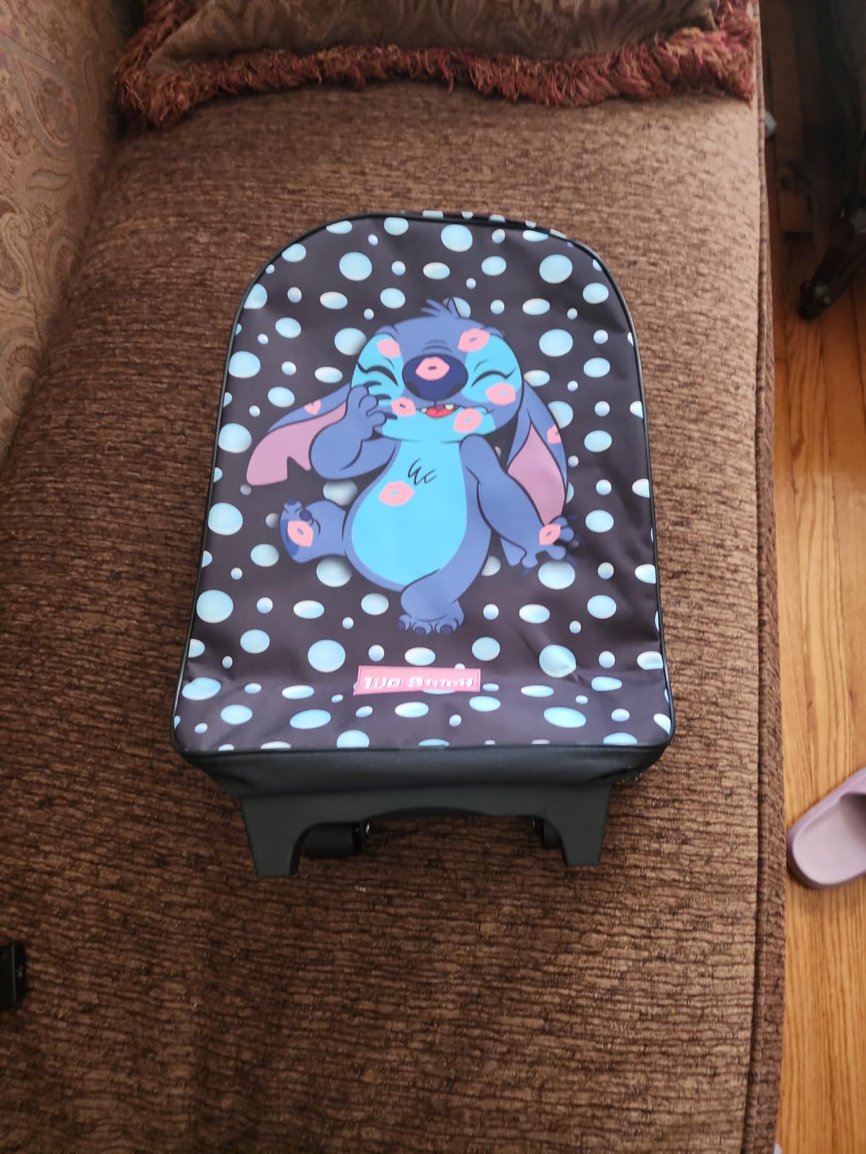 Disney Kids Rolling Luggage 16.0×11.6 in, 16‑L Carry‑On Suitcase with Wheels, Foldable Lightweight Travel Bag, Gifts for Kids (Blue Stitch) customer photo 1