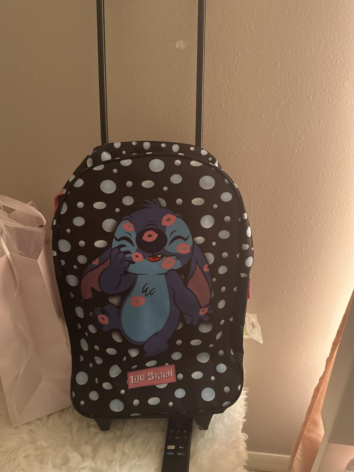 Disney Kids Rolling Luggage 16.0×11.6 in, 16‑L Carry‑On Suitcase with Wheels, Foldable Lightweight Travel Bag, Gifts for Kids (Blue Stitch) customer photo 2
