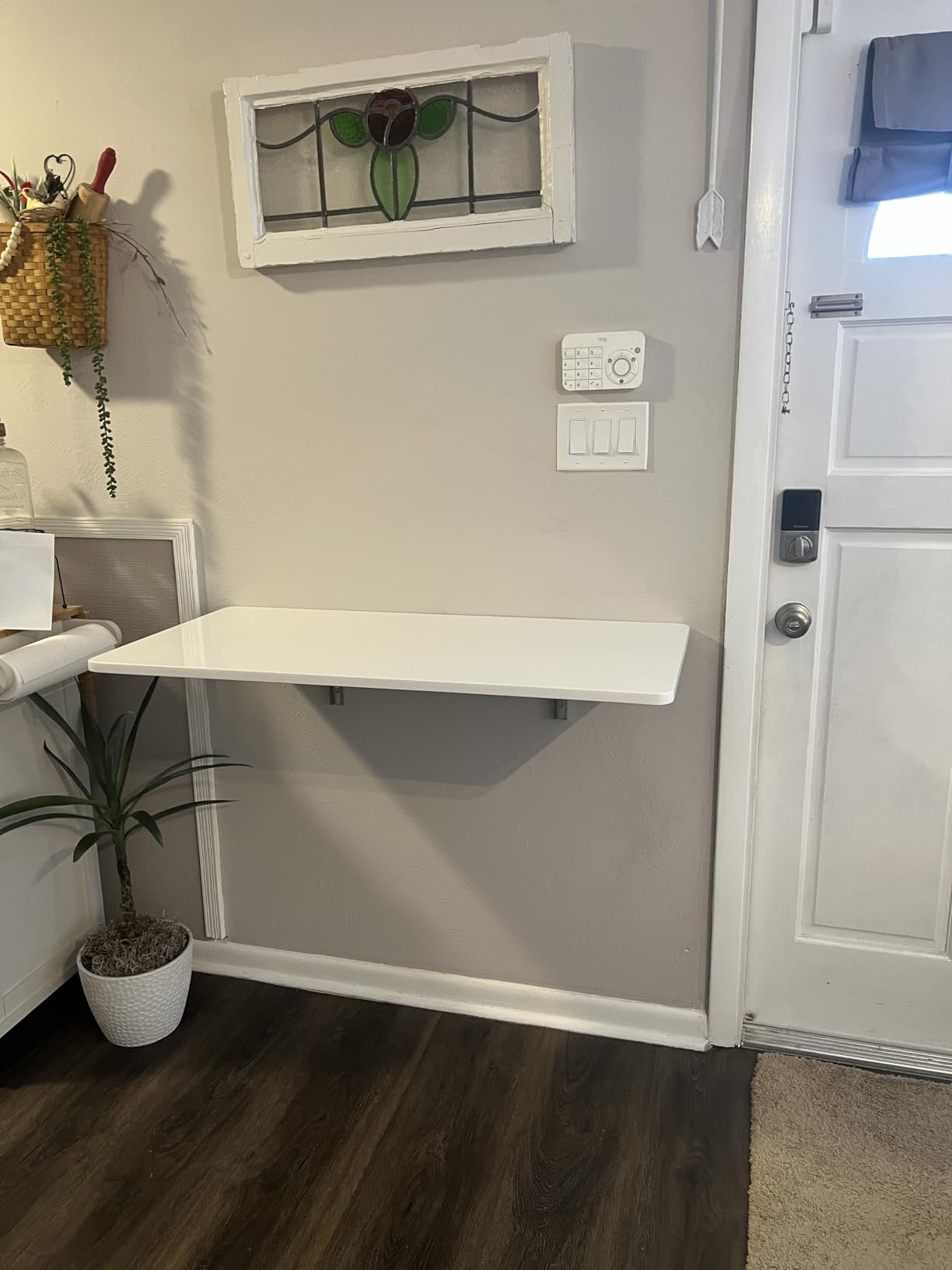 Wall Mounted Folding Table,White Floating Desk for Small Spaces,Stainless Steel Bracket Laundry Folding Table,Wall Folding Desk,Home Bars and Dining Establishments70x40cm /27.5