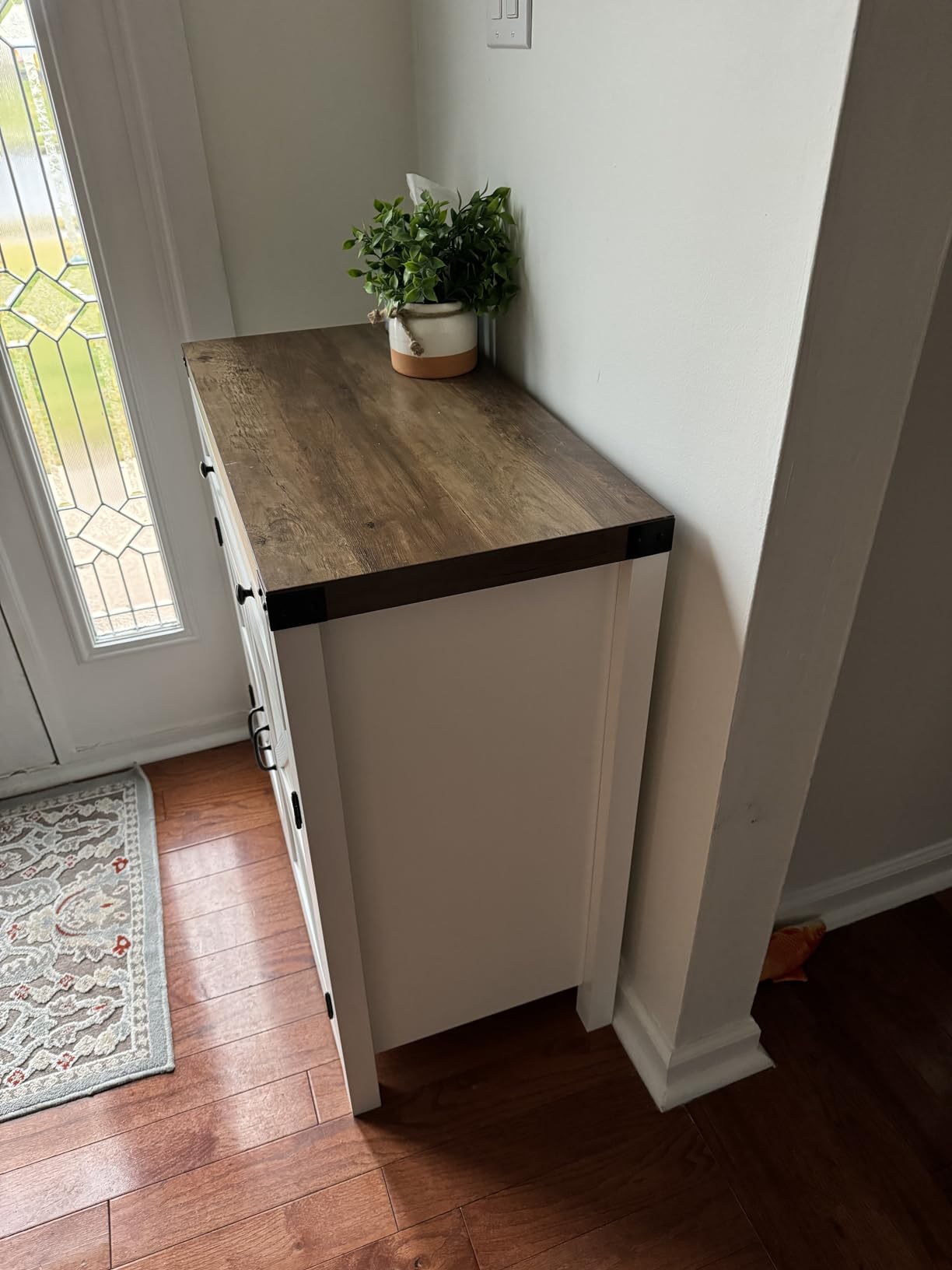 HOSTACK Kitchen Storage Cabinet, Farmhouse Coffee Bar Cabinet, Ash Gray customer photo 1