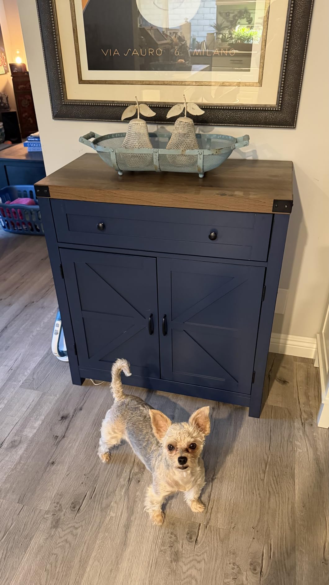 HOSTACK Kitchen Storage Cabinet, Farmhouse Coffee Bar Cabinet, Ash Gray customer photo 2