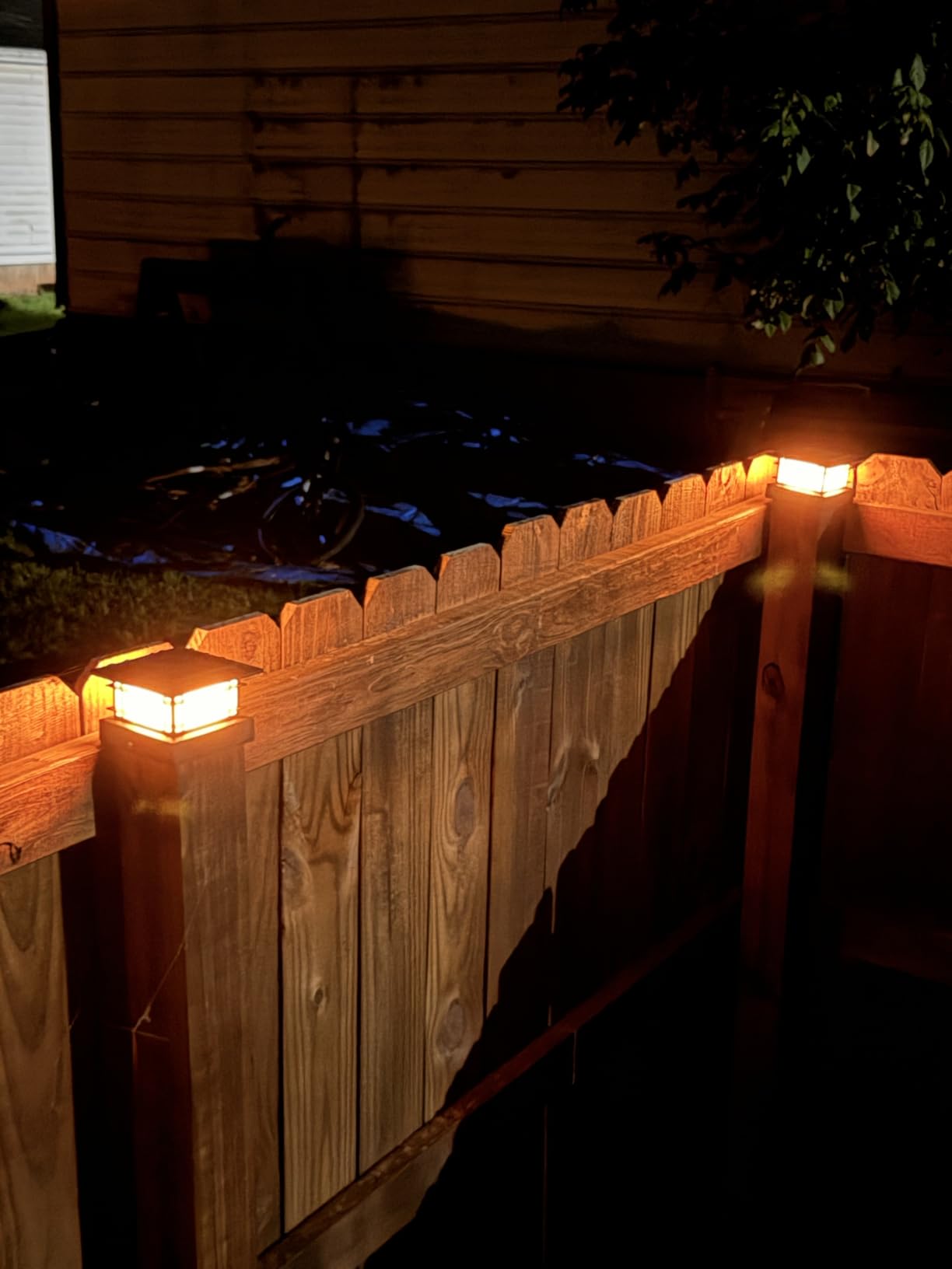 Dynaming 4x4 Solar Post Cap Lights Outdoor with Flickering Flame Light, 8 Pack Black Shell Fence Post Solar Lights Fit 4x4 Vinyl/Wooden Posts, Brightness LED Lighting Decor for Garden Deck Patio customer photo 2